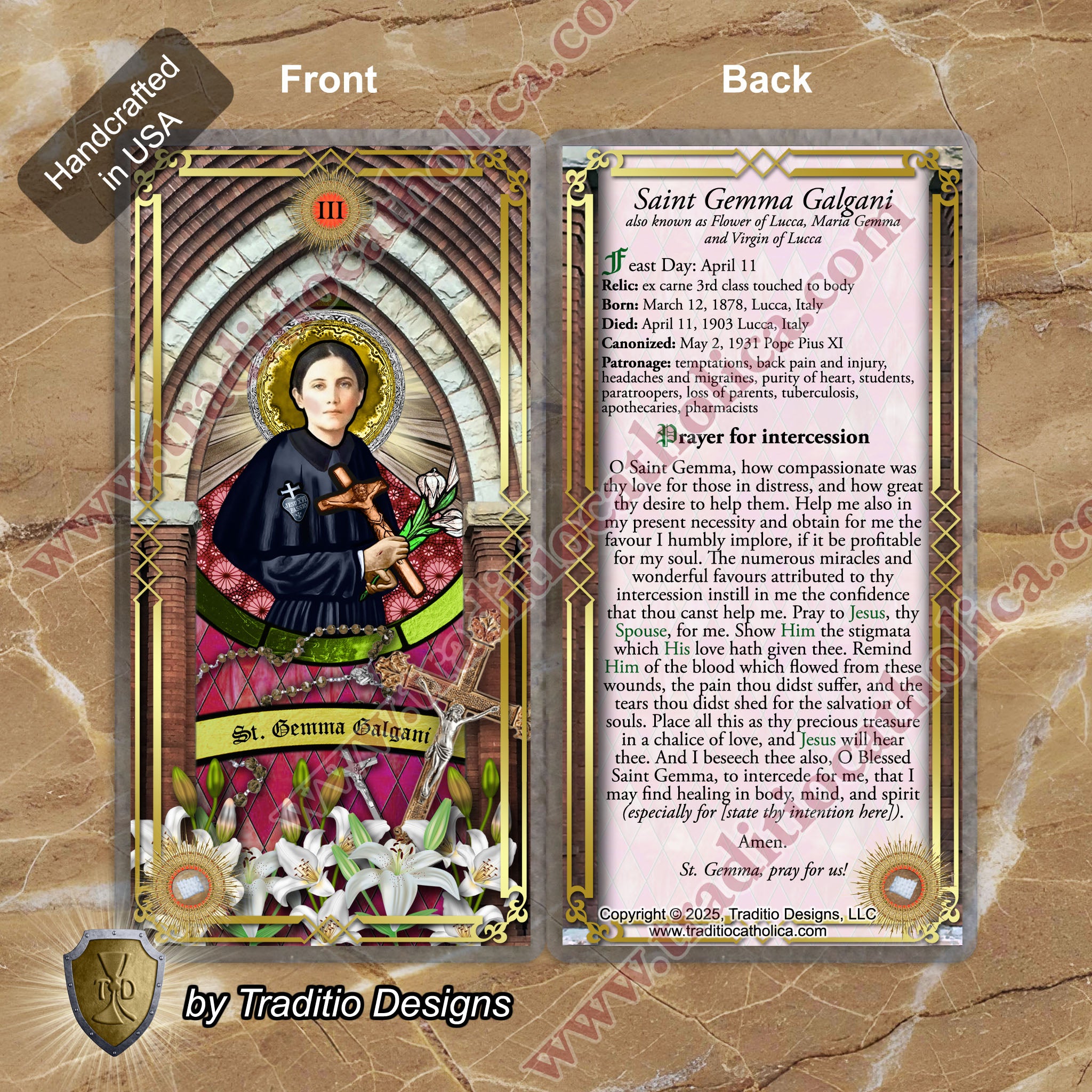St. Gemma Galgani Relic Anointing Oil | Back Pain, Migraines & Spinal Health | Oil or Card Set