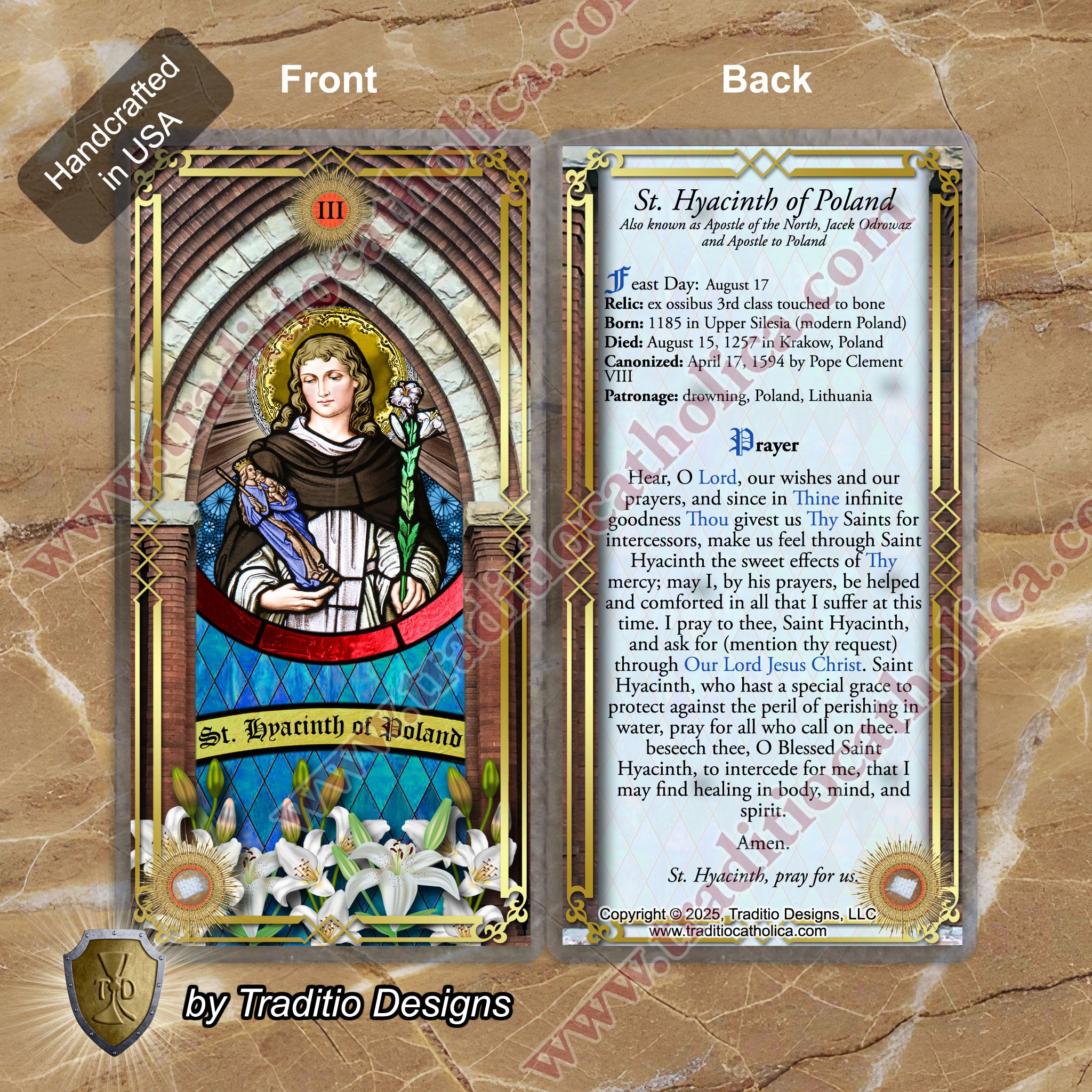 St. Hyacinth of Poland Relic Anointing Oil | Protection from Drowning & Water Safety | Oil or Card Set