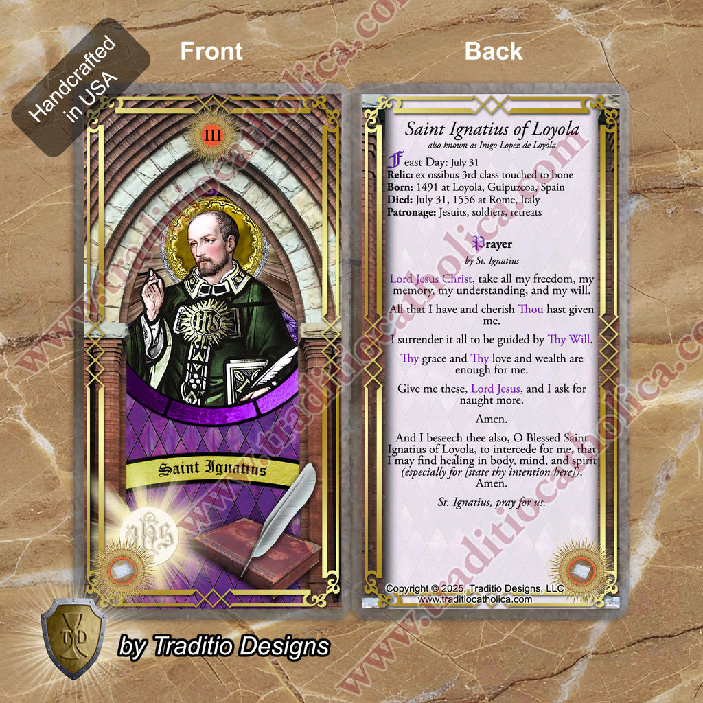 St. Ignatius of Loyola Relic Anointing Oil | Broken Bones & Leg Injury Recovery | Oil or Card Set