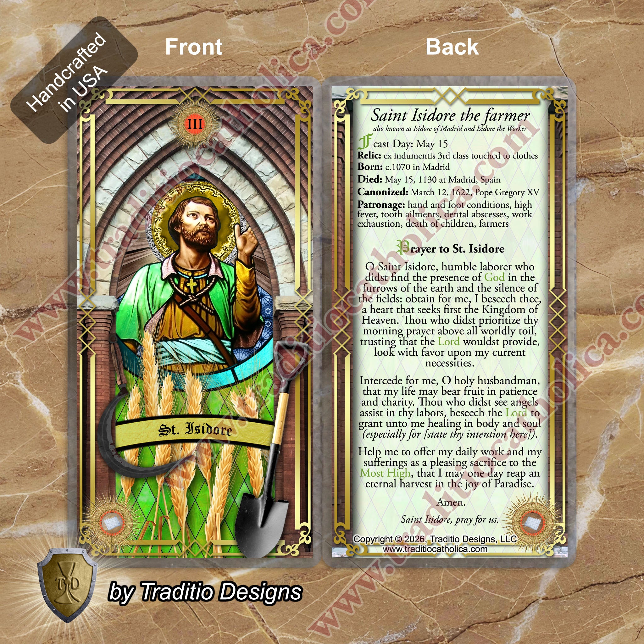 St. Isidore the Farmer Relic Anointing Oil | Hand & Foot Health, Dental Pain & Fevers | Oil or Card Set