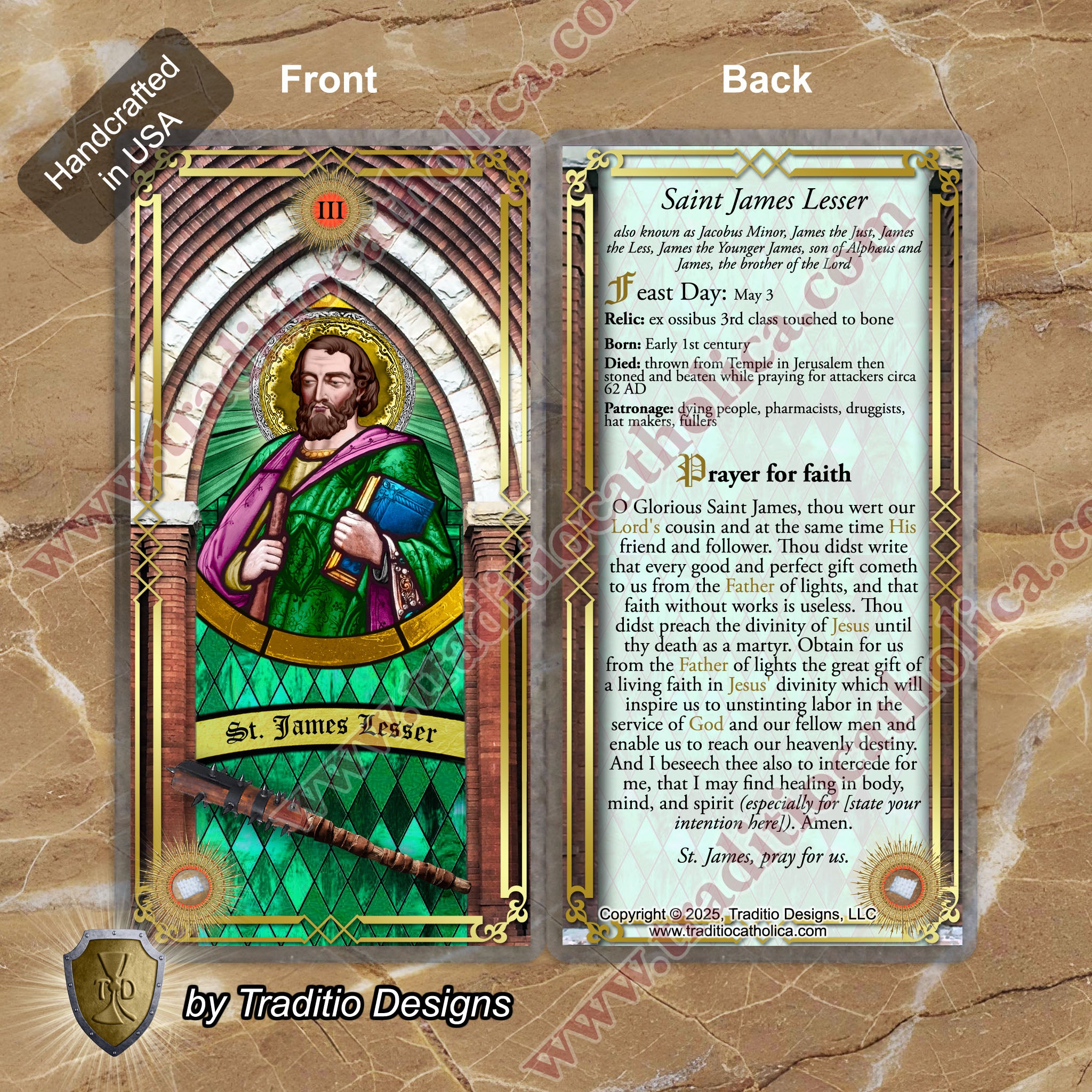 St. James the Lesser the Apostle Relic Anointing Oil | Head Trauma, Pharmacists & Dying | Oil or Card Set