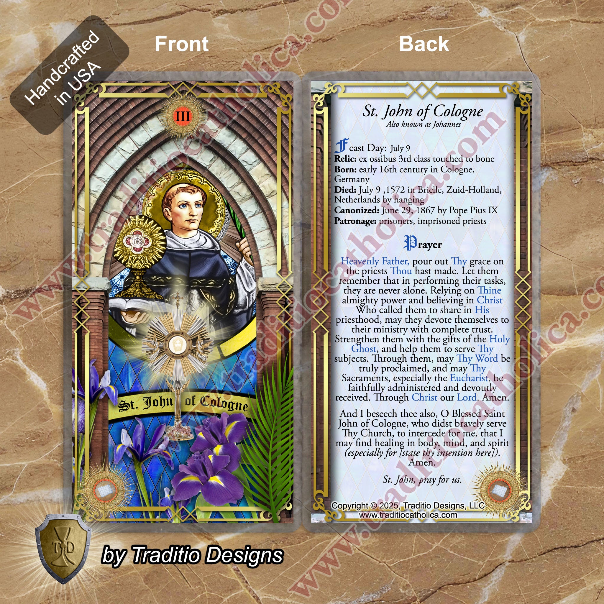 St. John of Cologne Relic Anointing Oil | Hernias, Lacerations & Chronic Pain | Oil or Card Set