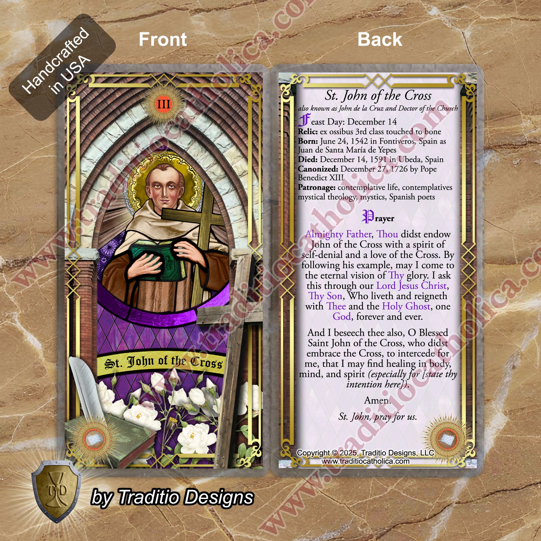 St. John of the Cross Relic Anointing Oil | Skin Infections, Tumors & Ulcers | Oil or Card Set