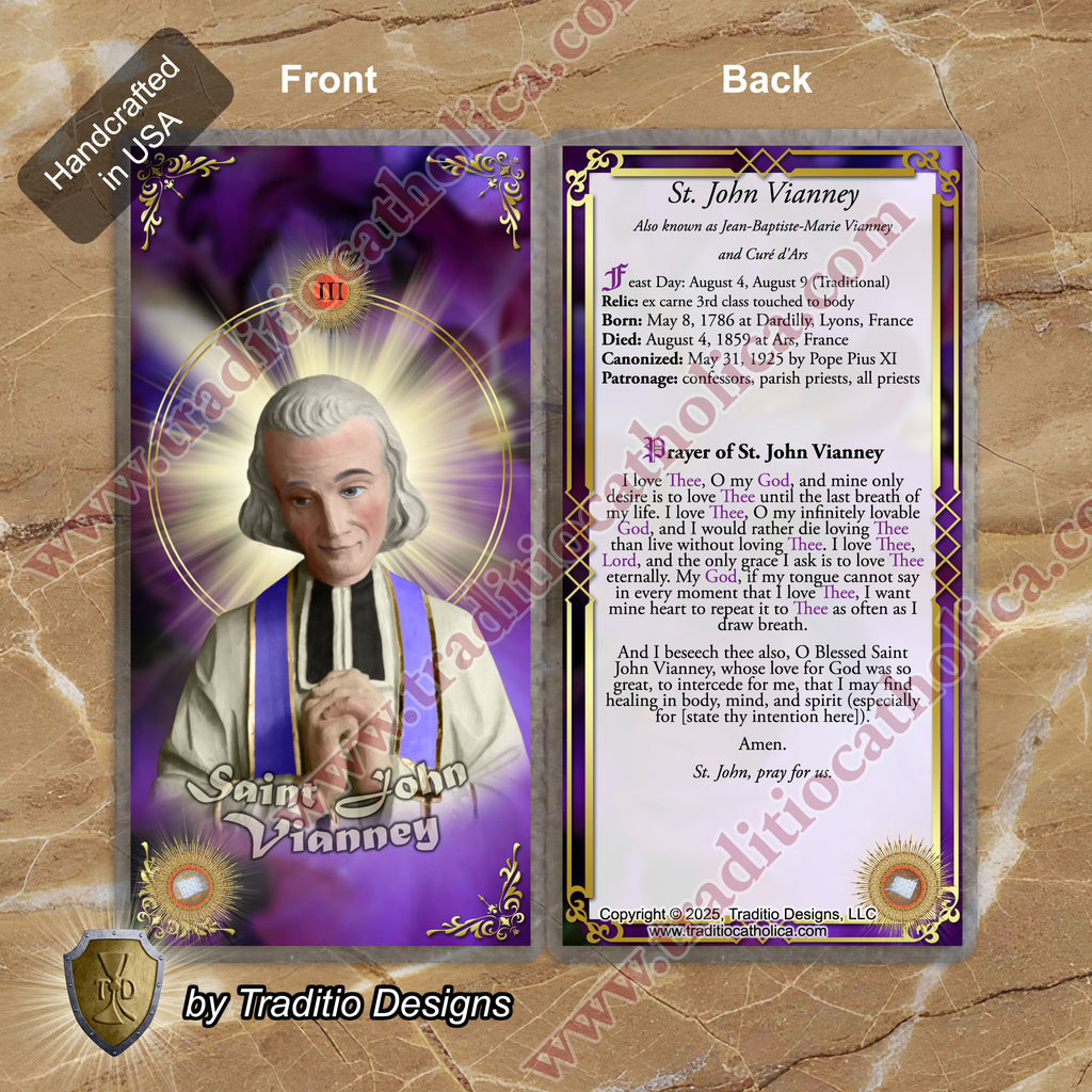 St. John Vianney Relic Anointing Oil | Sleep Disorders, Exhaustion & Throat | Oil or Card Set