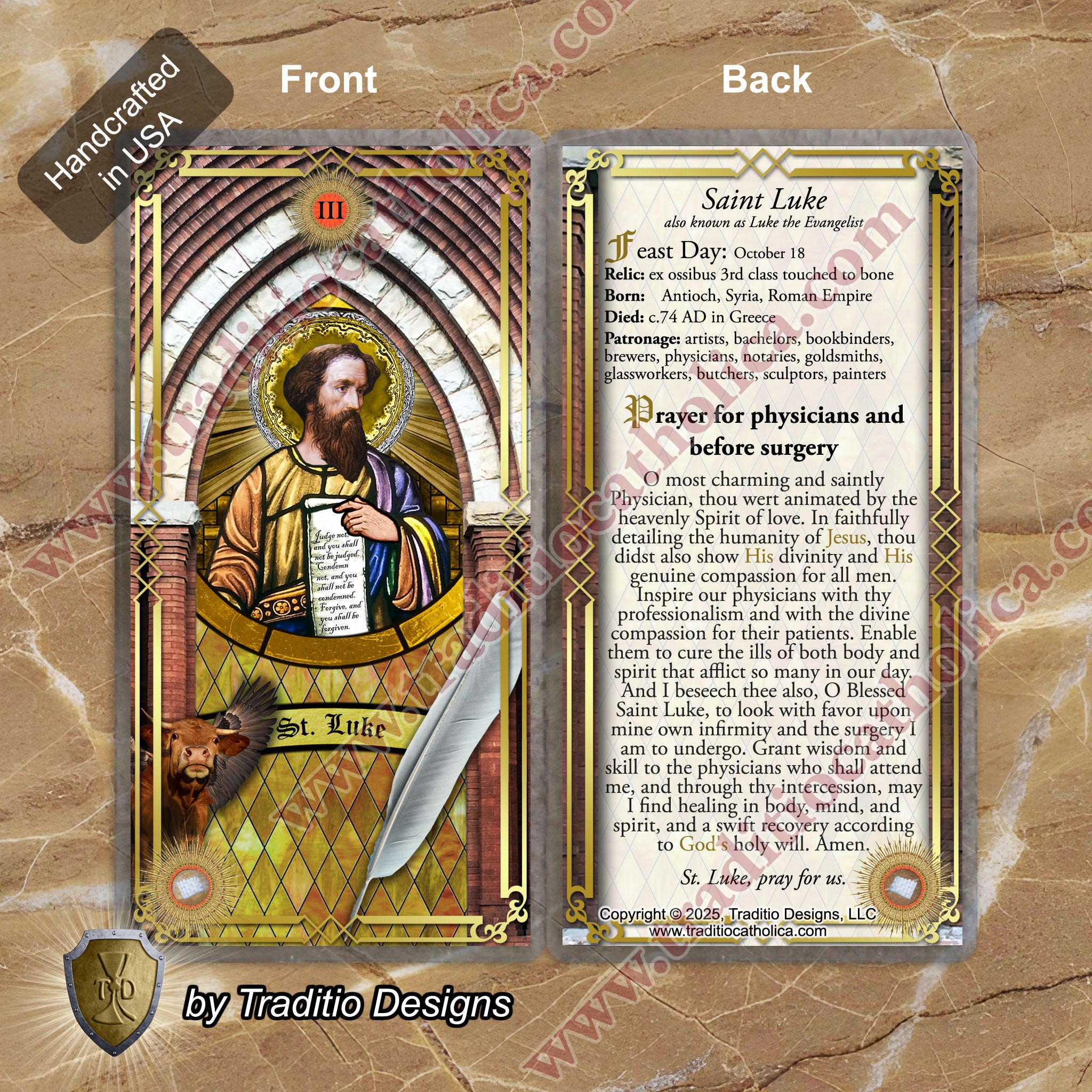 St. Luke the Evangelist Relic Anointing Oil | Surgery, Blood Disorders & Paralysis | Oil or Card Set
