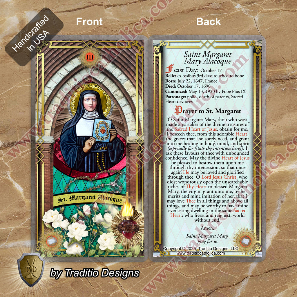 St. Margaret Mary Alacoque Relic Oil | Polio, Paralysis & Heart Disease | Oil or Card Set