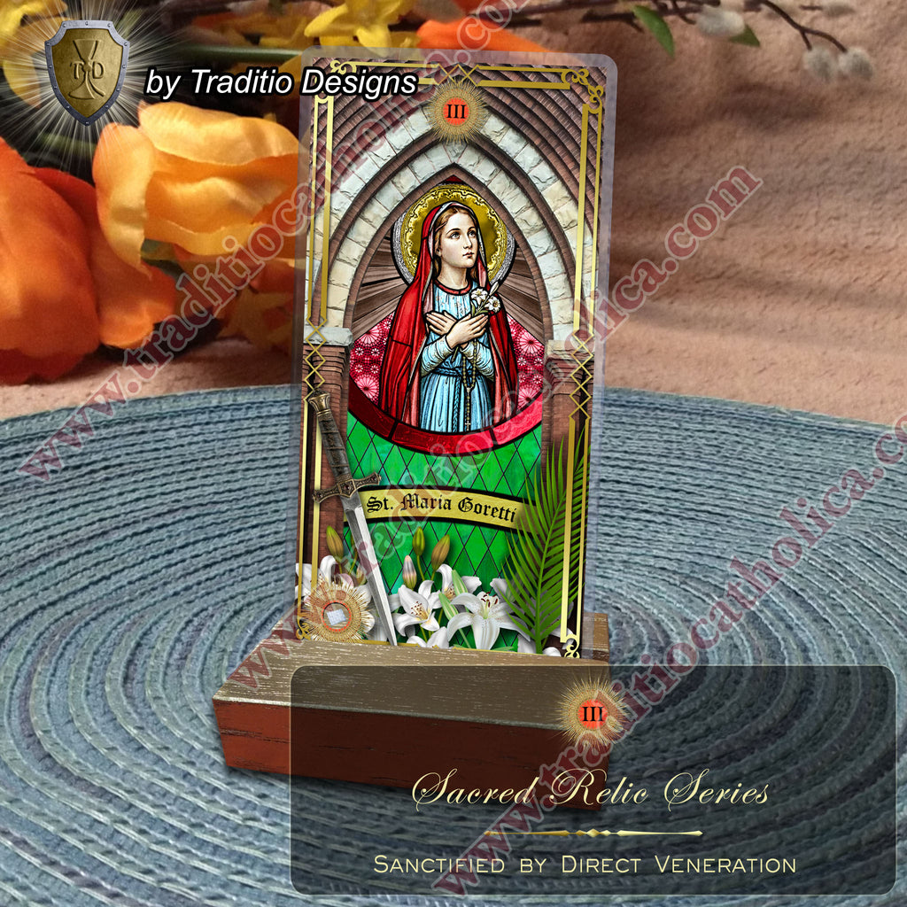St. Maria Goretti, Patron of Crime Victims | Catholic holy relic card | 3rd Class Relic