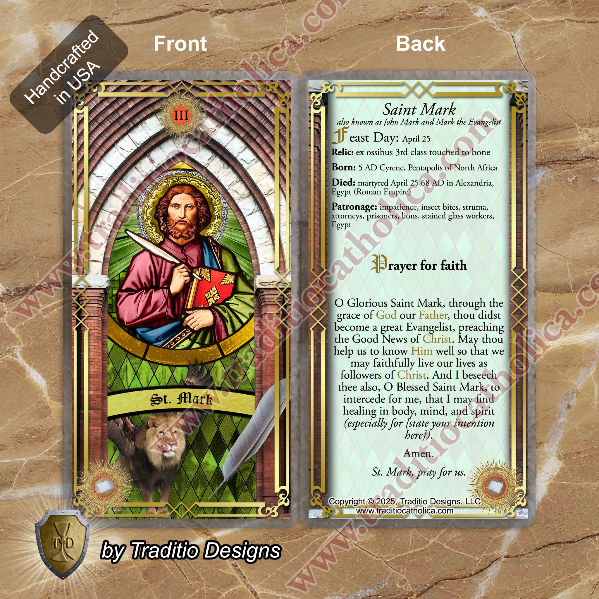 St. Mark the Evangelist Relic Anointing Oil | Swollen Glands, Insect Bites & Impatience | Oil or Card Set