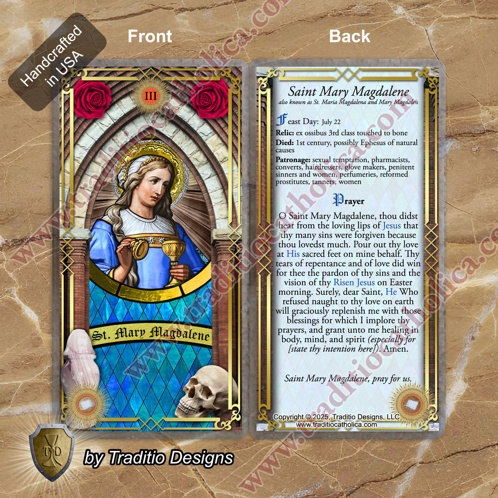 St. Mary Magdalene Relic Anointing Oil | Venereal Illnesses, Skin Conditions & Restoration | Oil or Card Set