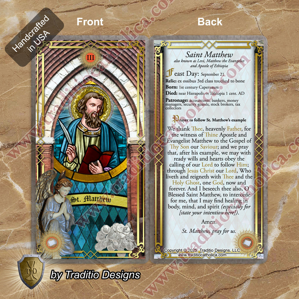 St. Matthew the Evangelist Relic Anointing Oil | Detoxification, Skin Ulcers & Seizures | Oil or Card Set