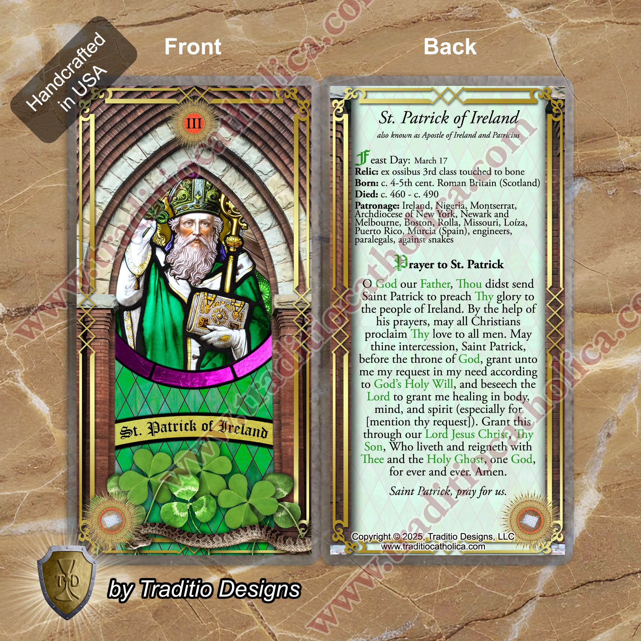 St. Patrick Relic Anointing Oil | Paralysis, Poisonings & Skin Rashes | Oil or Card Set