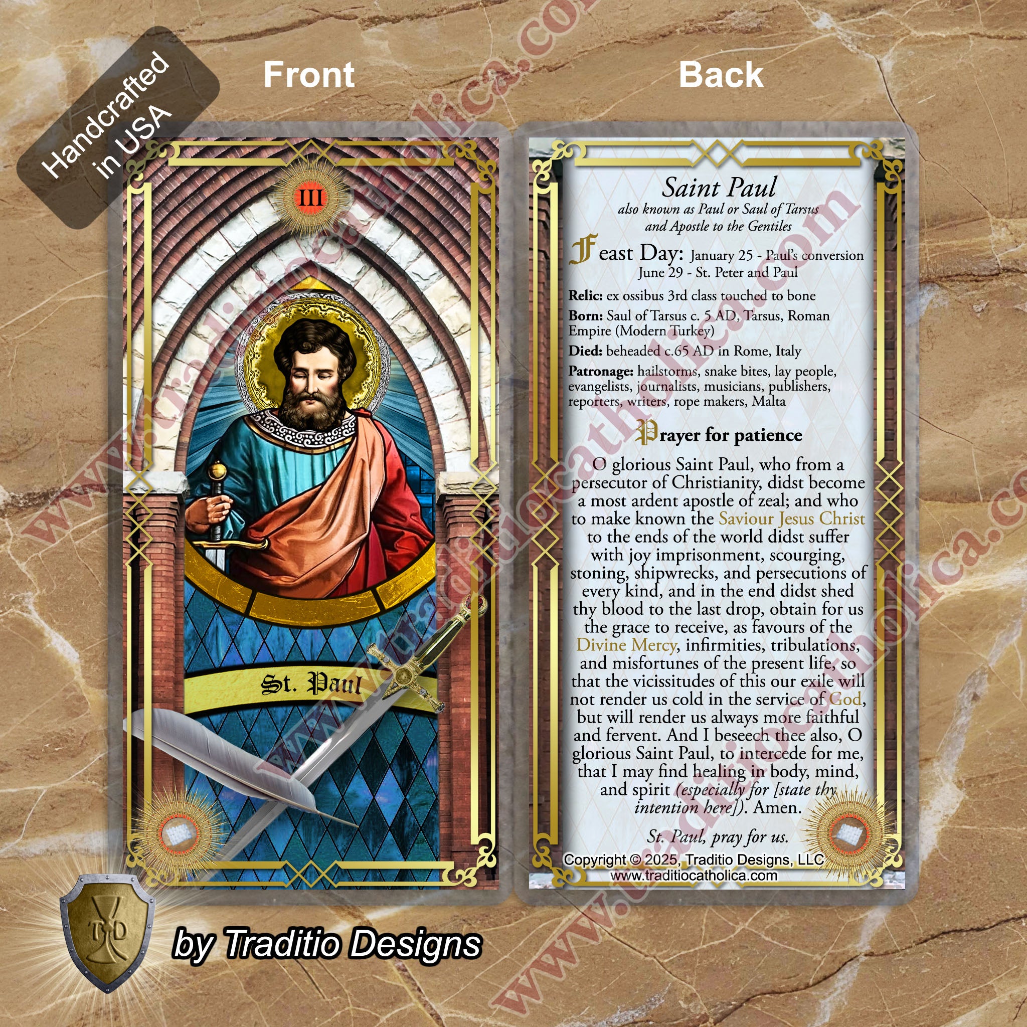 St. Paul the Apostle Relic Anointing Oil | Snake Bites, Blindness & Epilepsy | Oil or Card Set