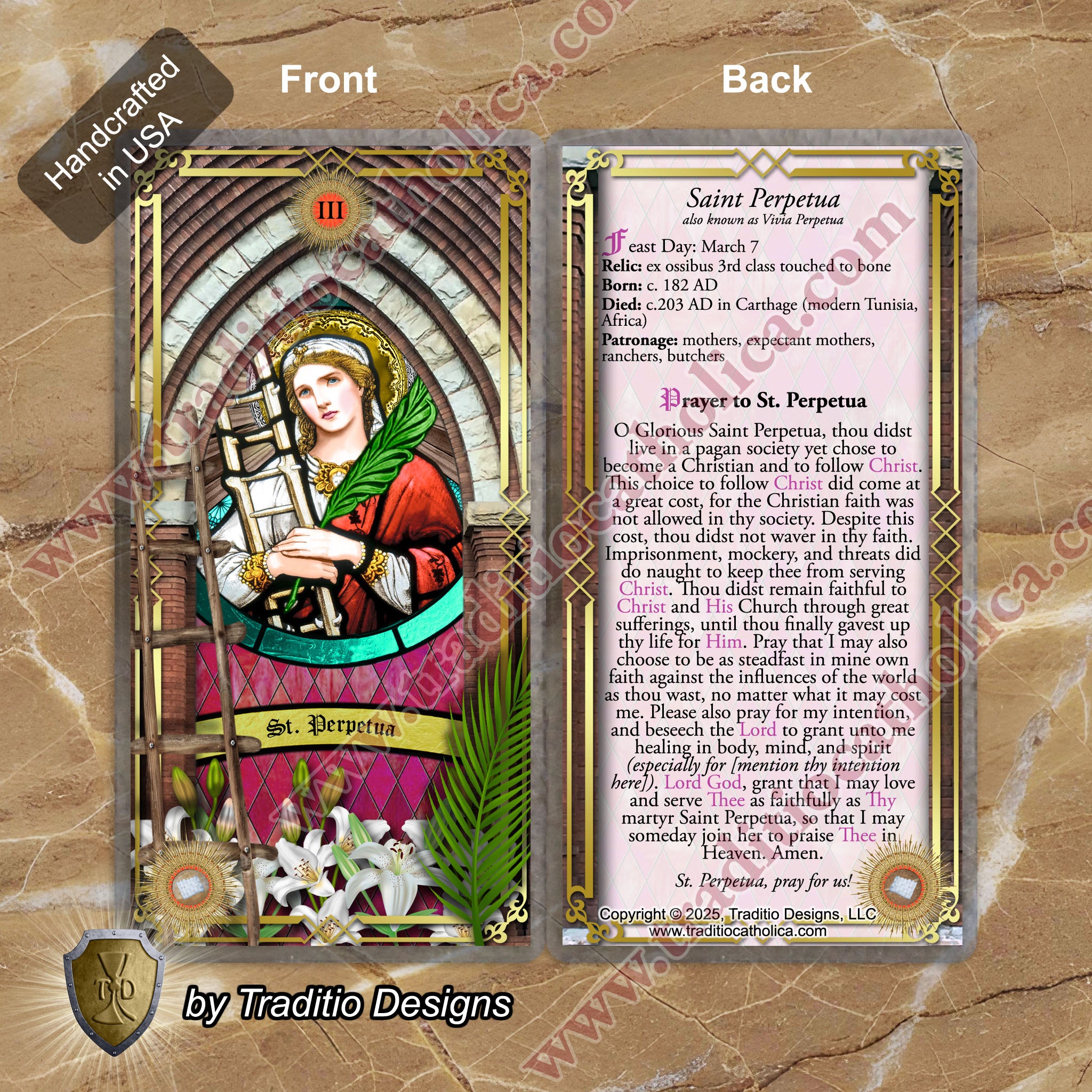 St. Perpetua Relic Anointing Oil | Pregnancy, Breast Health & Postpartum Recovery | Oil or Card Set