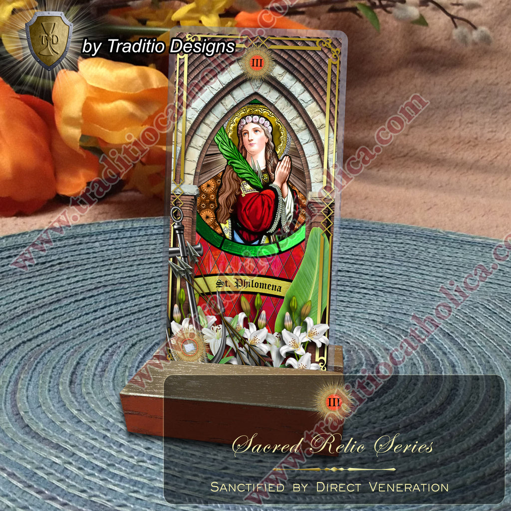St. Philomena Relic Prayer Card | Child Health, Fertility & Healing | Catholic holy relic card | 3rd Class Relic