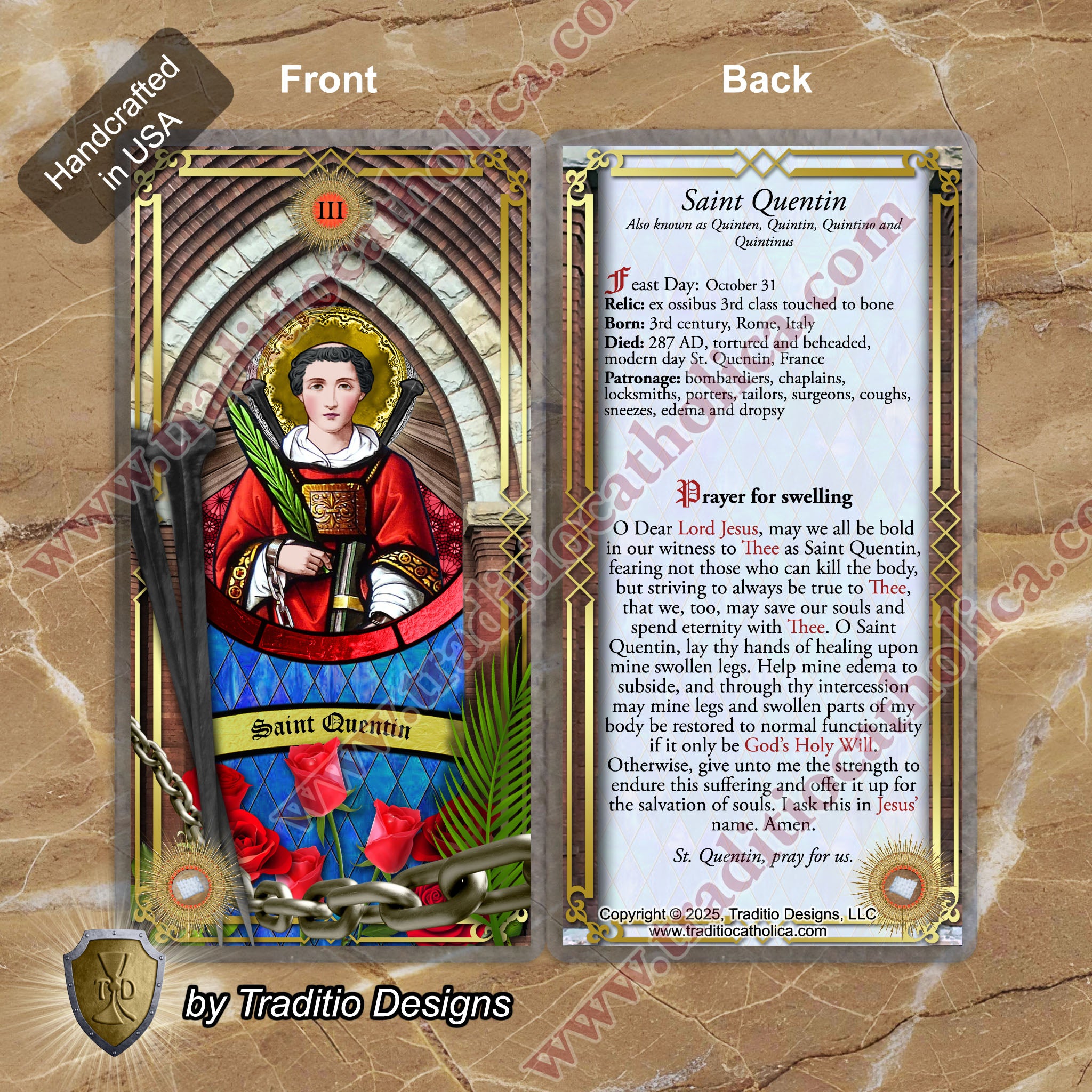 St. Quentin Relic Anointing Oil | Edema, Lung Illness & Successful Surgeries | Oil or Card Set