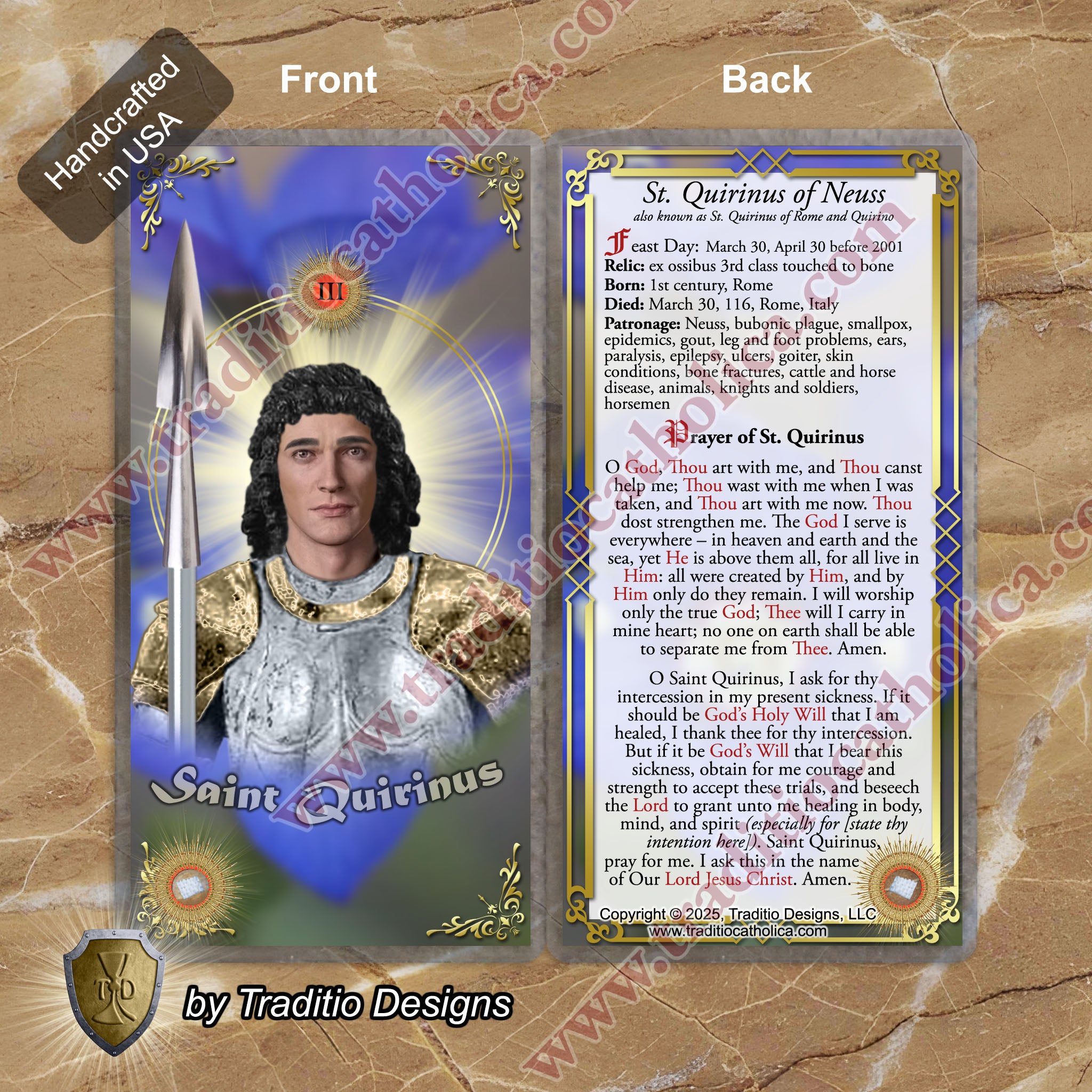 St. Quirinus of Neuss Relic Anointing Oil | Shingles, Bone Fractures & Leg Paralysis | Oil or Card Set
