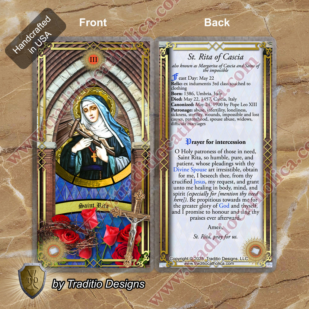 St. Rita of Cascia Relic Anointing Oil | Infertility, Chronic Wounds & Marital Abuse Healing | Oil or Card Set