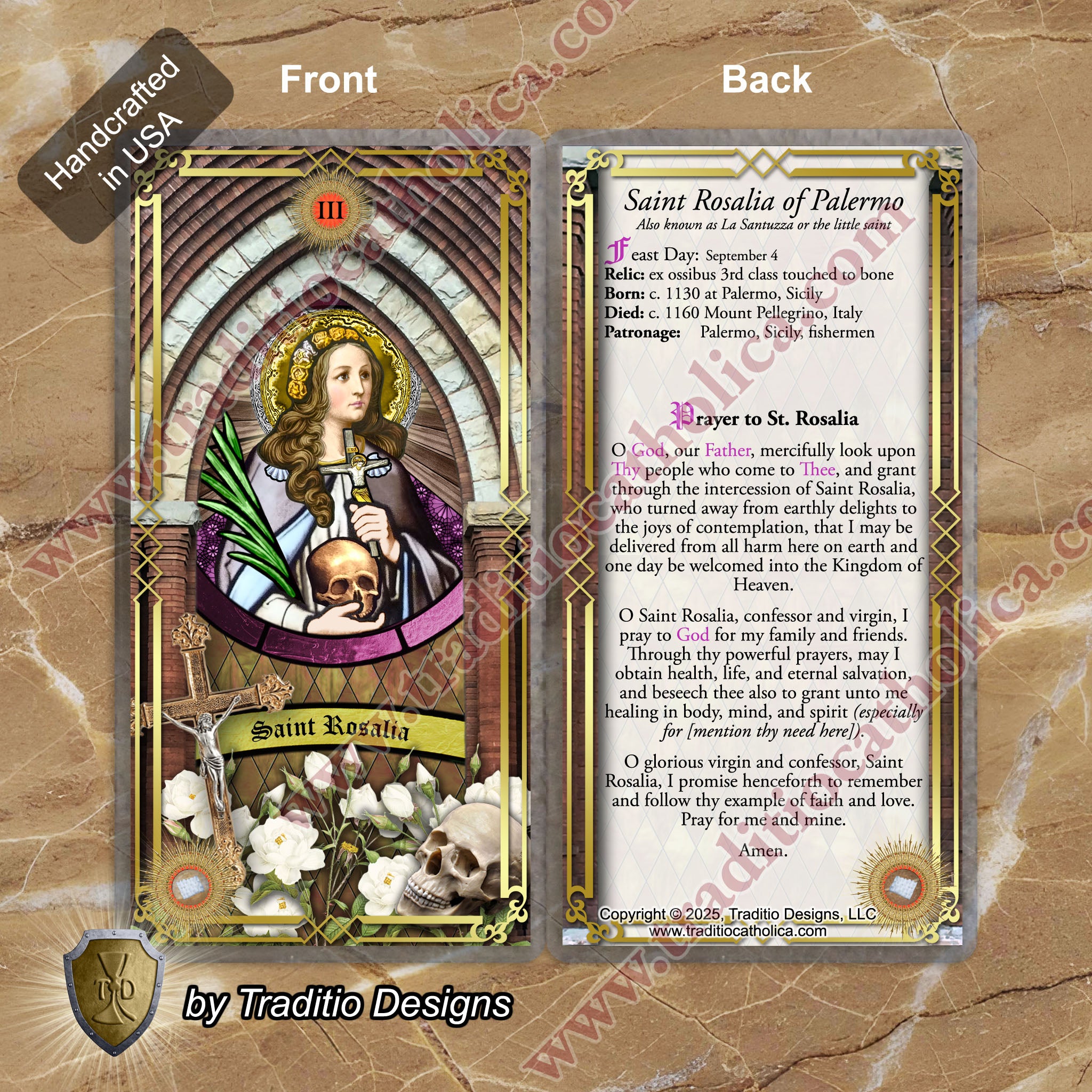 St. Rosalia of Palermo Relic Anointing Oil | Suicide Prevention, Infections & Fever | Oil or Card Set
