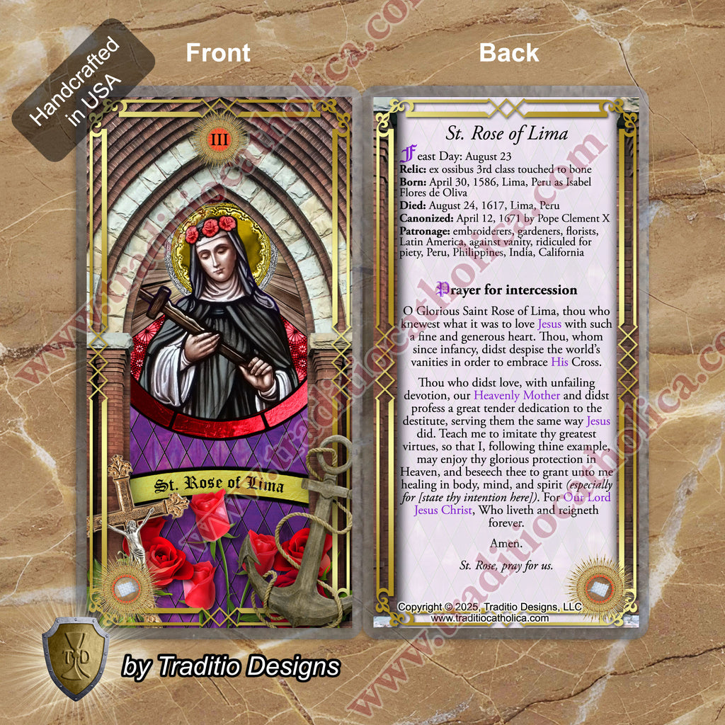 St. Rose of Lima Relic Anointing Oil | Severe Skin Conditions, Malnutrition & Fever | Oil or Card Set