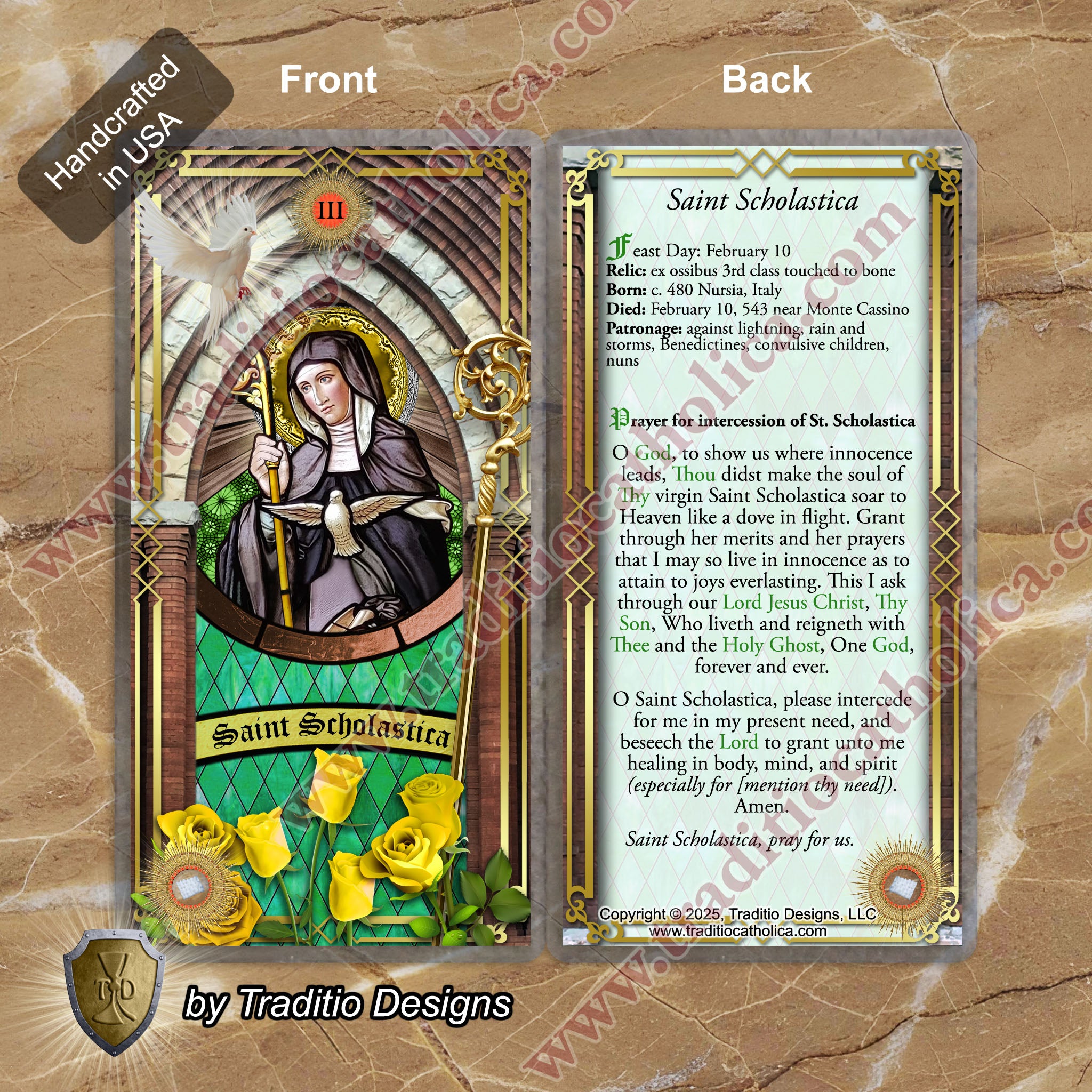St. Scholastica Relic Anointing Oil | Convulsions in Children, Asthma & Learning Disabilities | Oil or Card Set