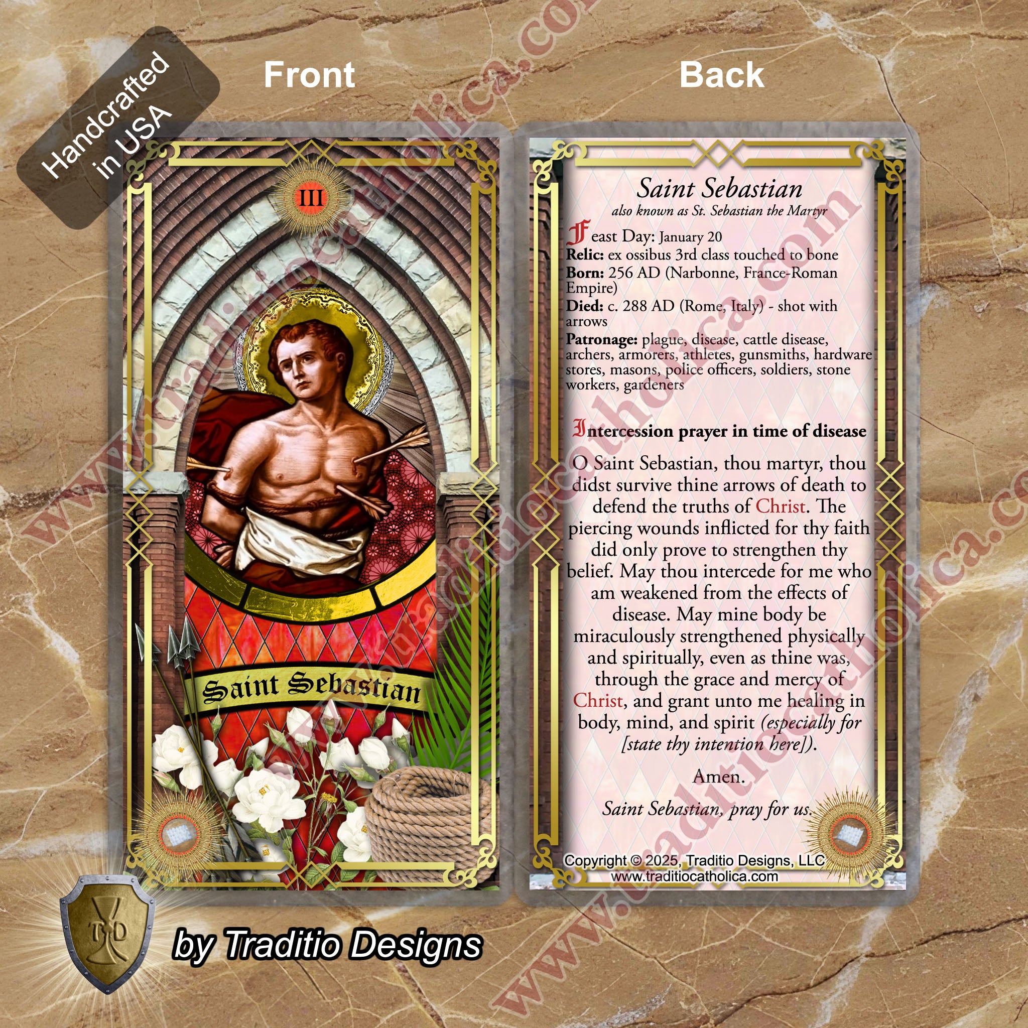 St. Sebastian Relic Anointing Oil | Athletic Injuries, Puncture Wounds & Back Pain | Oil or Card Set