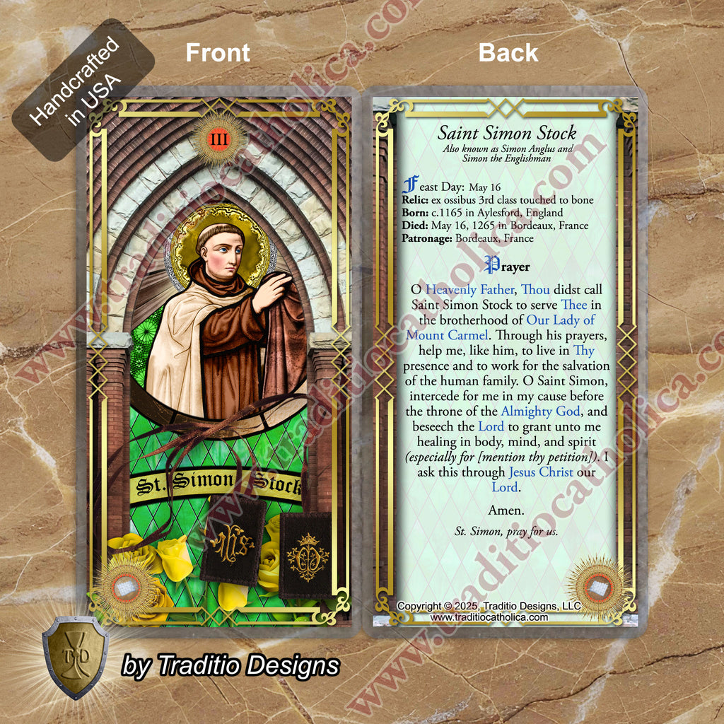St. Simon Stock Relic Anointing Oil | Respiratory Health, Food Sensitivities & Vitality | Oil or Card Set