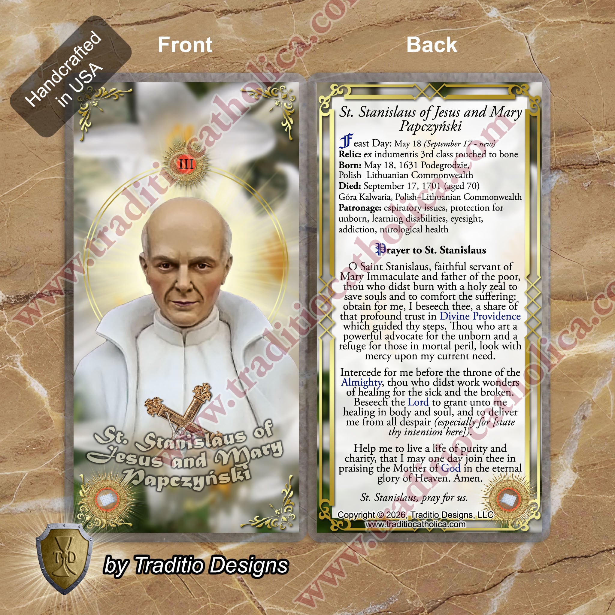 St. Stanislaus Papczynski Relic Anointing Oil | Unborn Protection & Learning Disabilities | Oil or Card Set