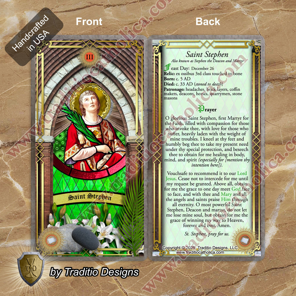 St. Stephen Relic Anointing Oil | Headaches, Bone Fractures & Epilepsy | Oil or Card Set
