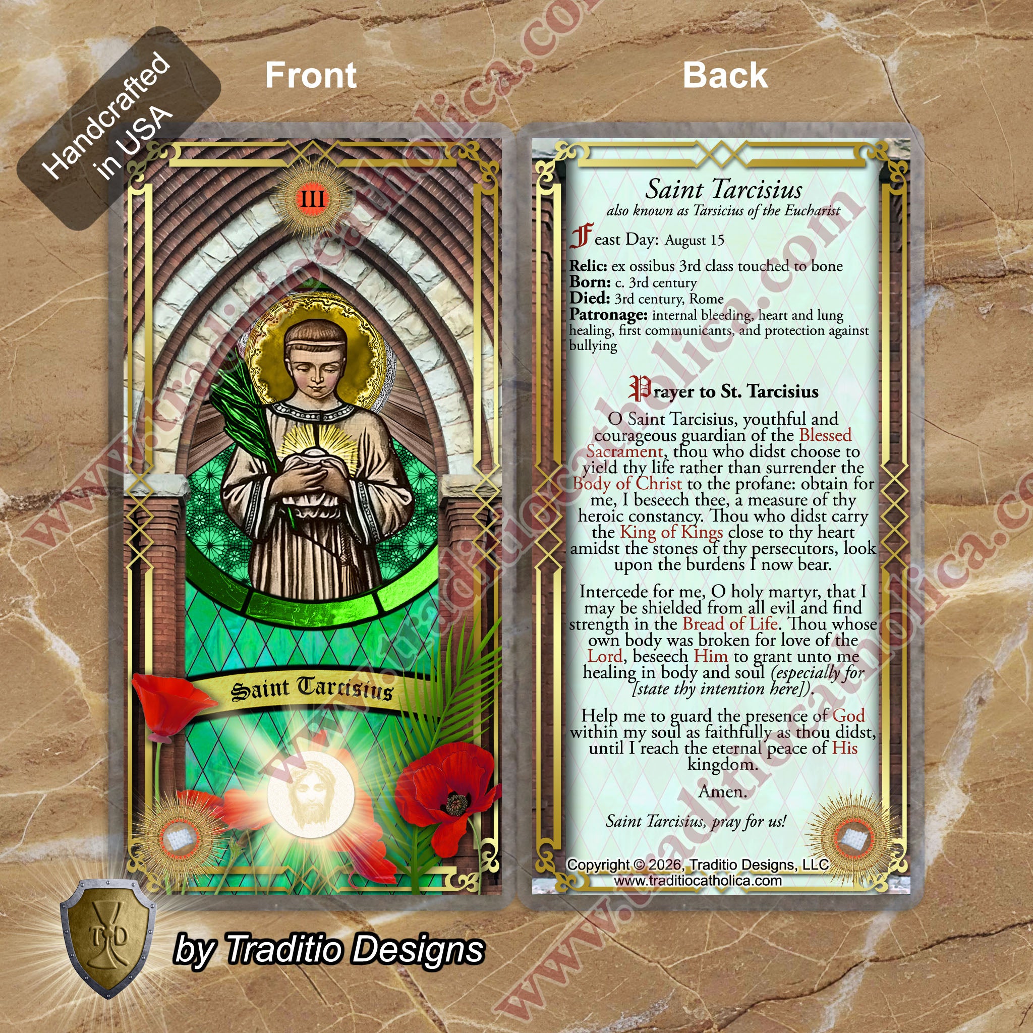St. Tarcisius Relic Anointing Oil | Internal Bleeding, Heart & Lung Healing | Oil or Card Set