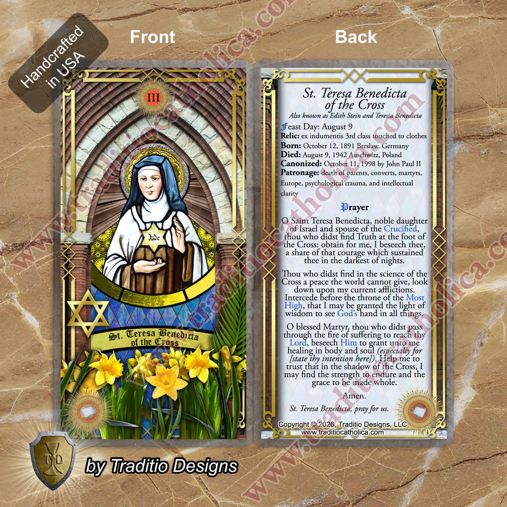 St. Teresa Benedicta of the Cross Relic Anointing Oil | Psychological Trauma & Intellectual Clarity | Oil or Card Set