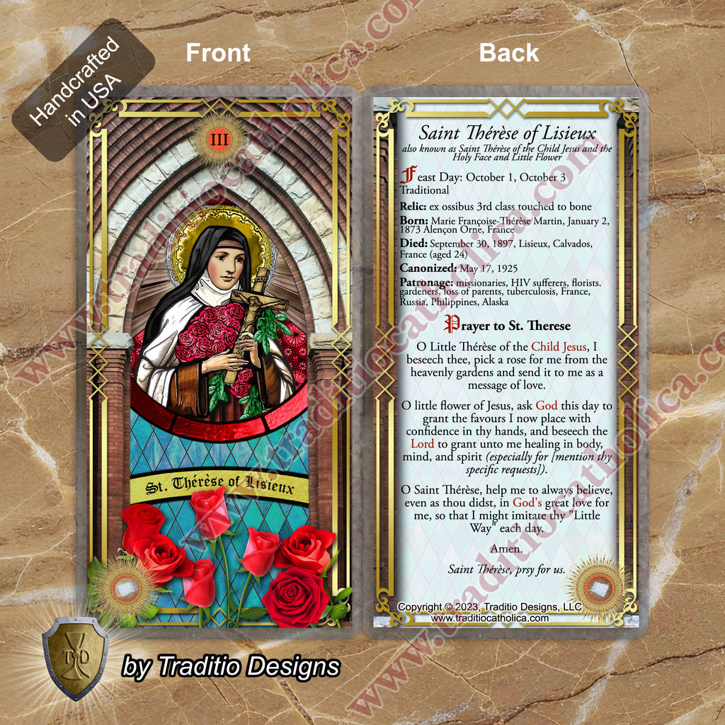 St. Thérèse of Lisieux Relic Anointing Oil | Tuberculosis, HIV & Childhood Illness | Oil or Card Set