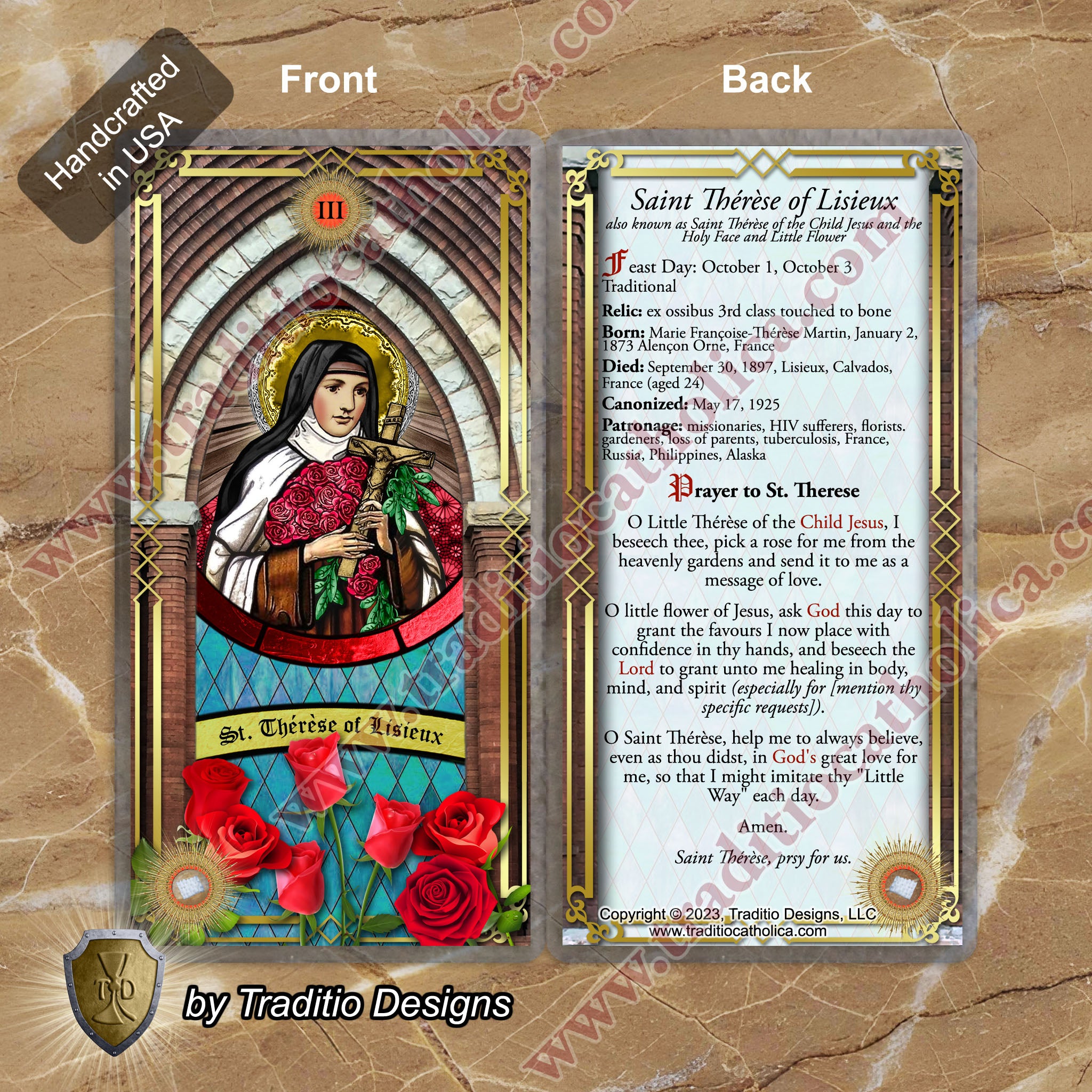 St. Thérèse of Lisieux Relic Anointing Oil | Tuberculosis, HIV & Childhood Illness | Oil or Card Set