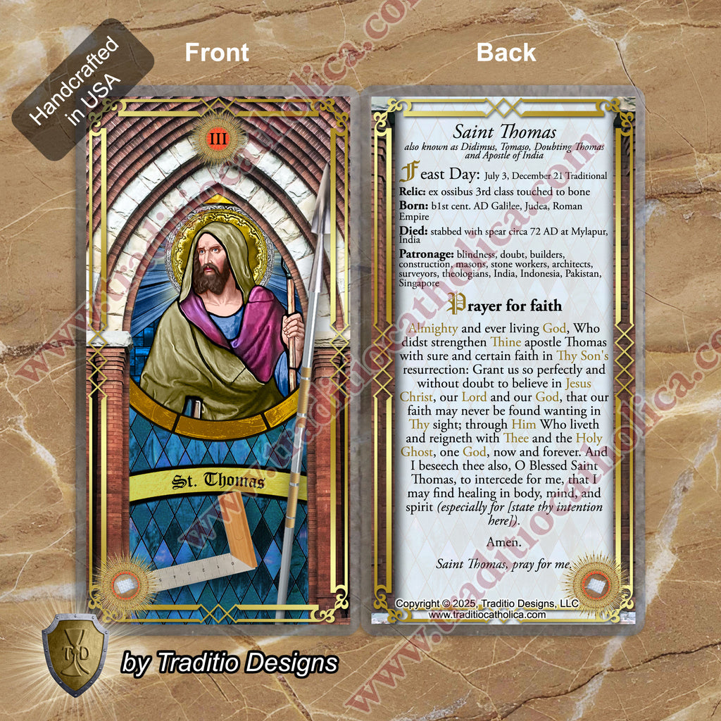 St. Thomas the Apostle Relic Anointing Oil | Eye Healing, Deep Wounds & Bone Problems | Oil or Card Set