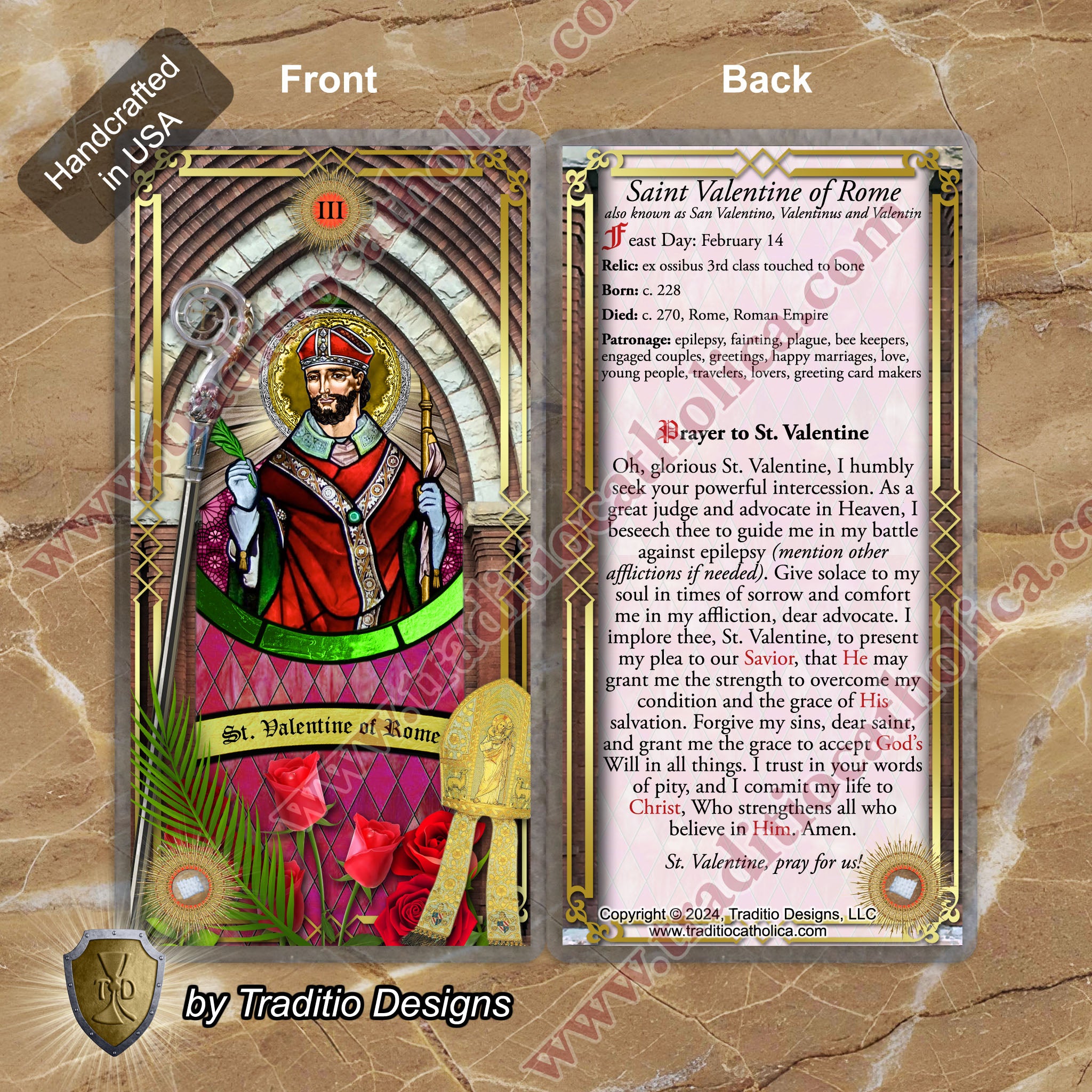 St. Valentine of Rome Relic Anointing Oil | Epilepsy, Fainting & Fertility | Oil or Card Set