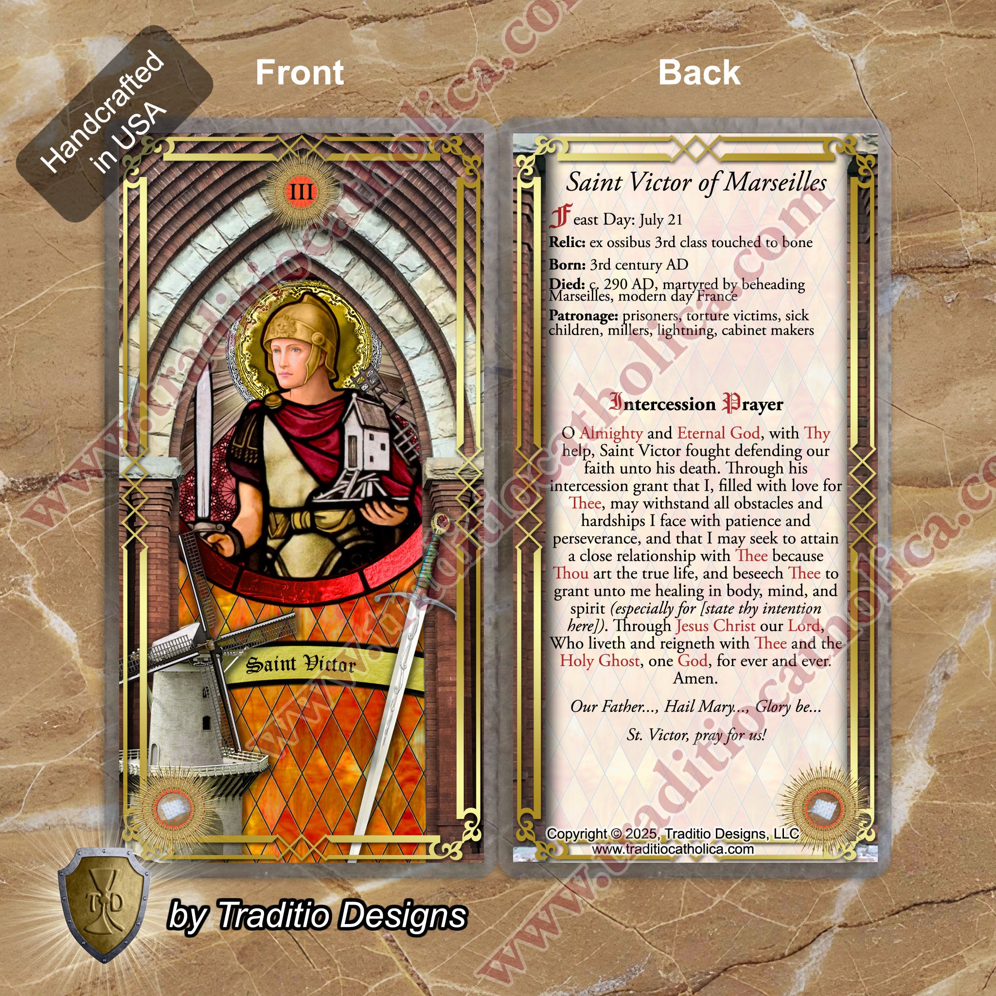 St. Victor of Marseilles Relic Anointing Oil | Sick Children, Foot & Ankle Injury & Bone Trauma | Oil or Card Set