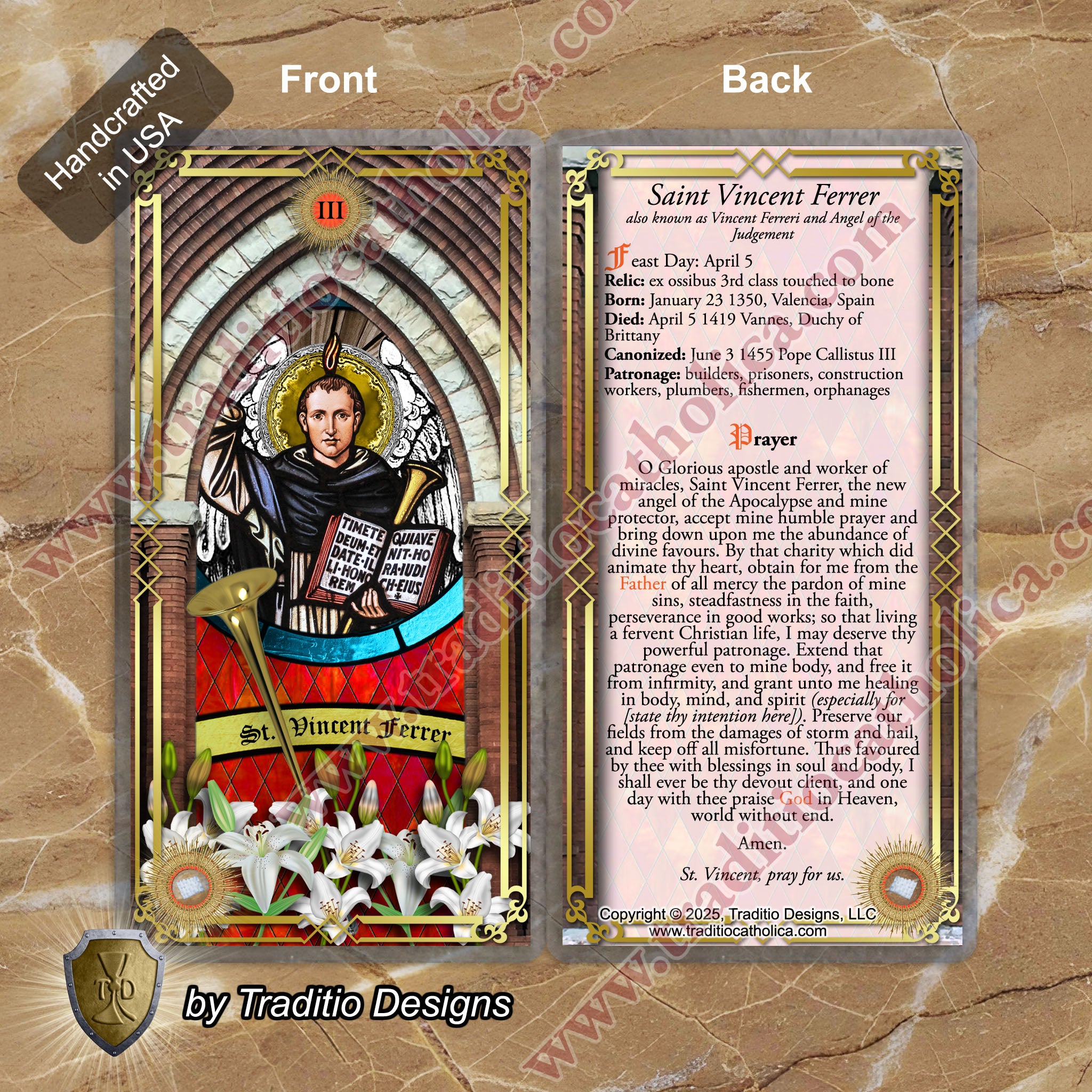 St. Vincent Ferrer Relic Anointing Oil | Contagious Disease, Safe Childbirth & Sight Restoration | Oil or Card Set