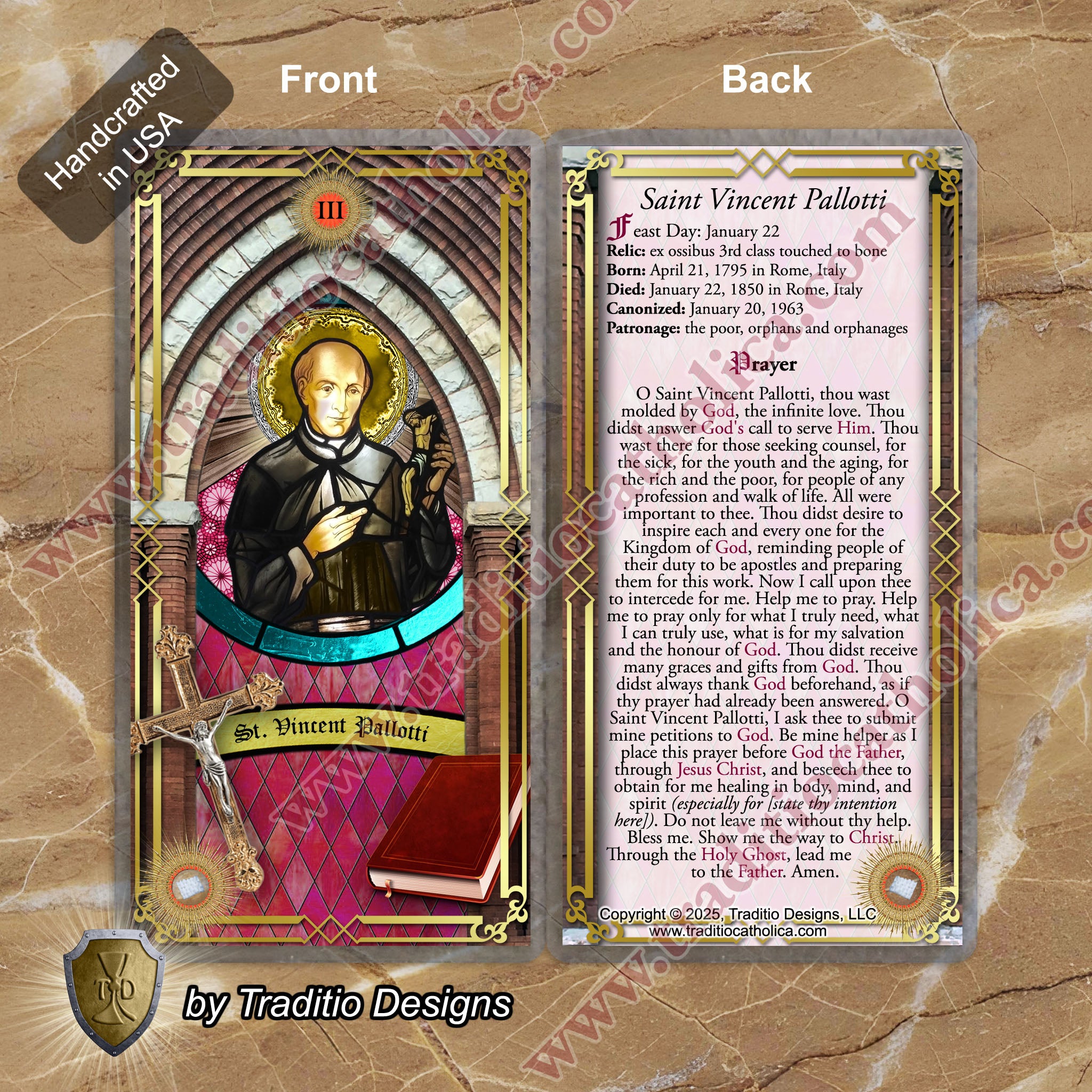 St. Vincent Pallotti Relic Anointing Oil | Respiratory Health, Exhaustion & Stubborn Minds | Oil or Card Set