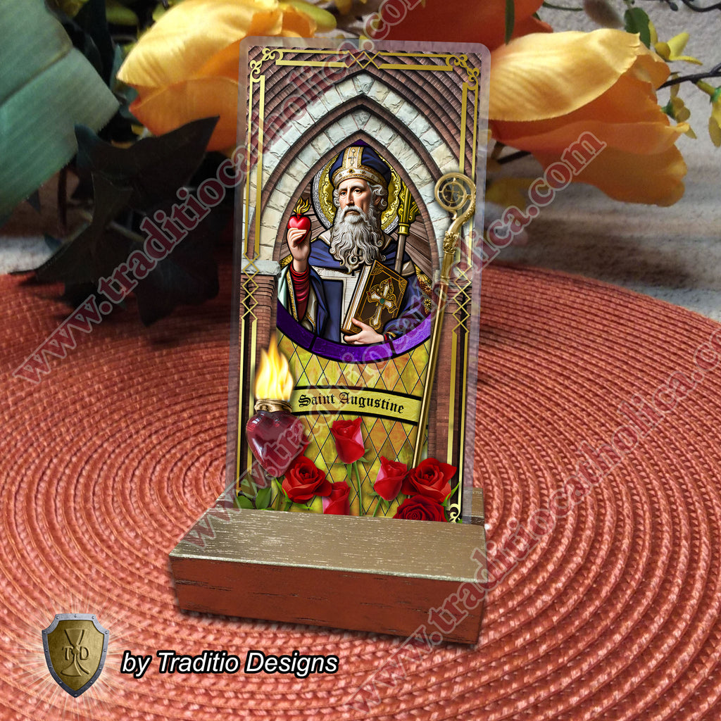 St. Augustine | Sore Eyes, Sore Throats & Recovery from Vice | Laminated Stained Glass Design