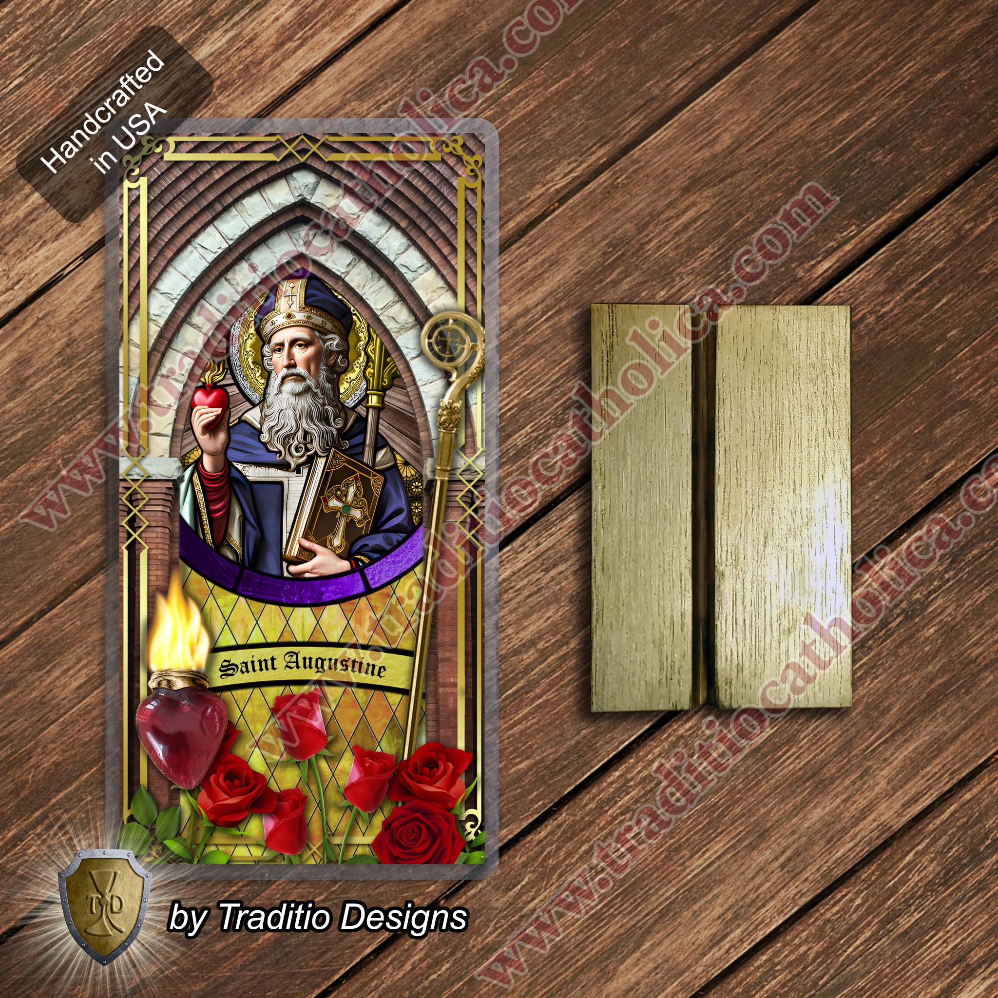 St. Augustine | Sore Eyes, Sore Throats & Recovery from Vice | Laminated Stained Glass Design