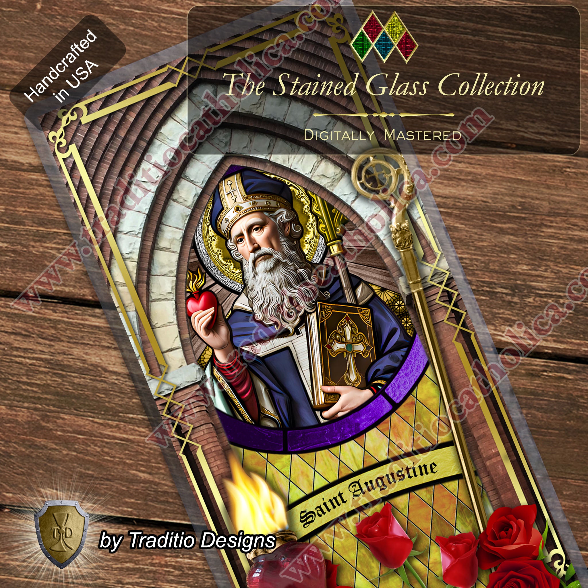 St. Augustine | Sore Eyes, Sore Throats & Recovery from Vice | Laminated Stained Glass Design