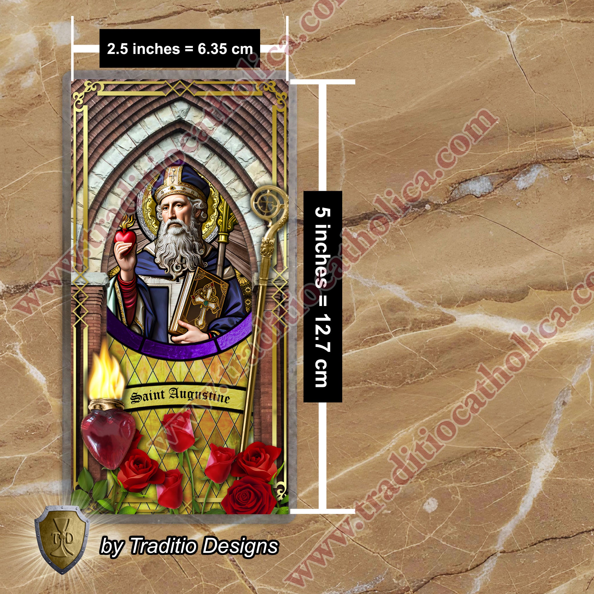 St. Augustine | Sore Eyes, Sore Throats & Recovery from Vice | Laminated Stained Glass Design