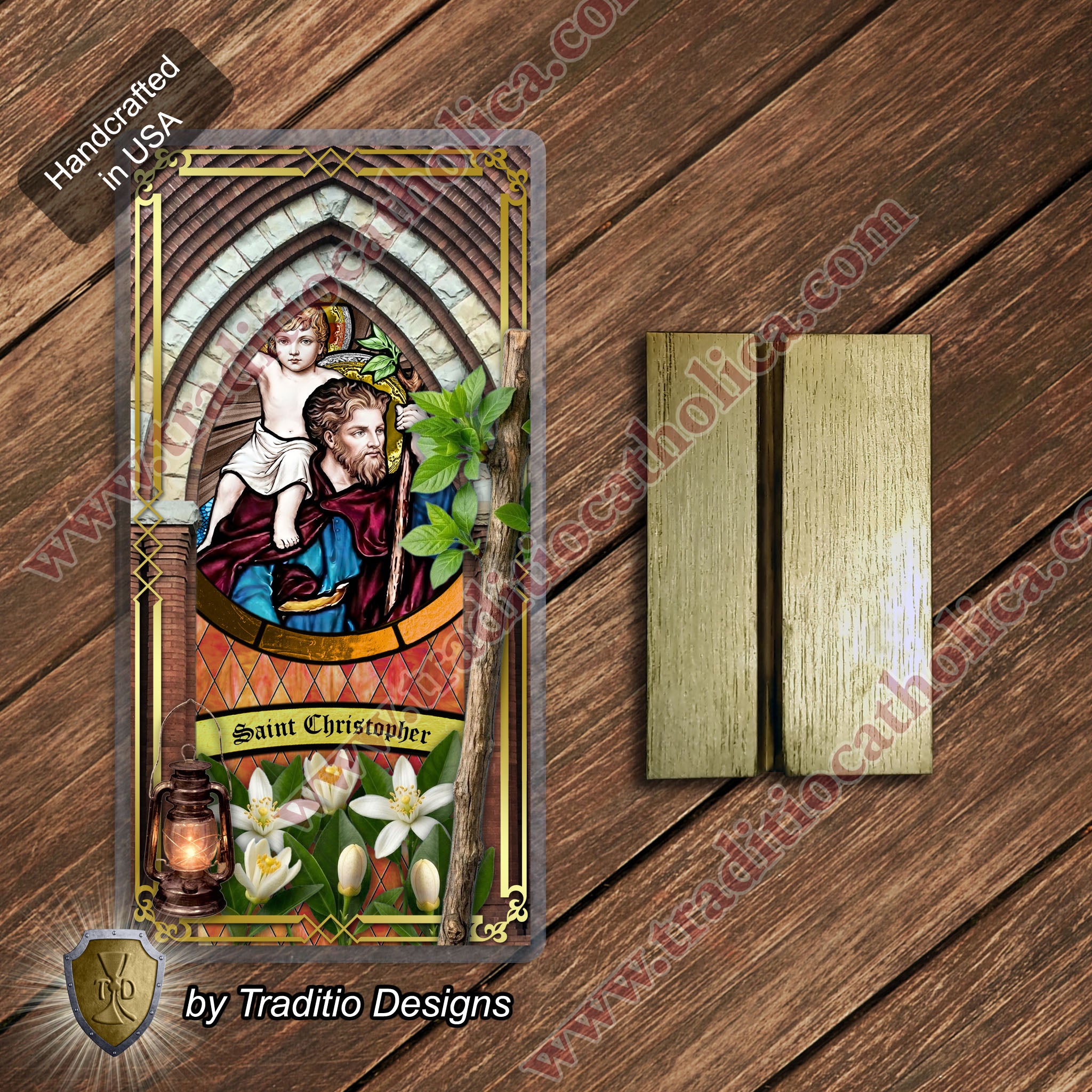 St. Christopher | Safety in Travel, Protection from Storms & Physical Strength | Laminated Stained Glass Design