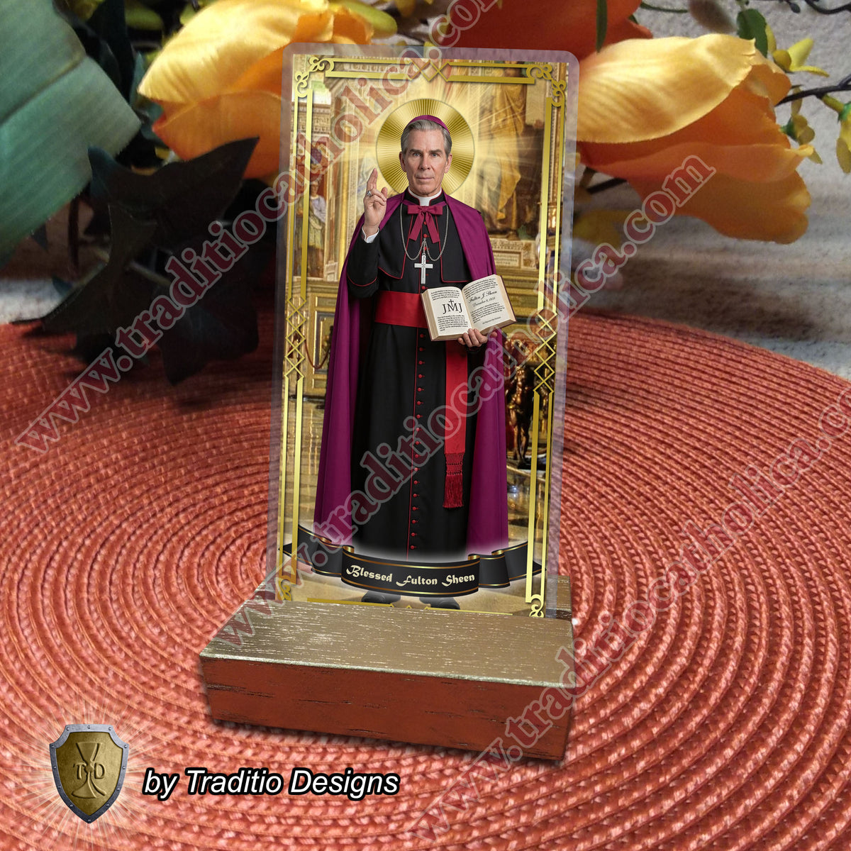 Bl. Fulton J. Sheen Prayer Card | Infant Health, Heart Relief & Broadcasters | Laminated Classical Portrait Design