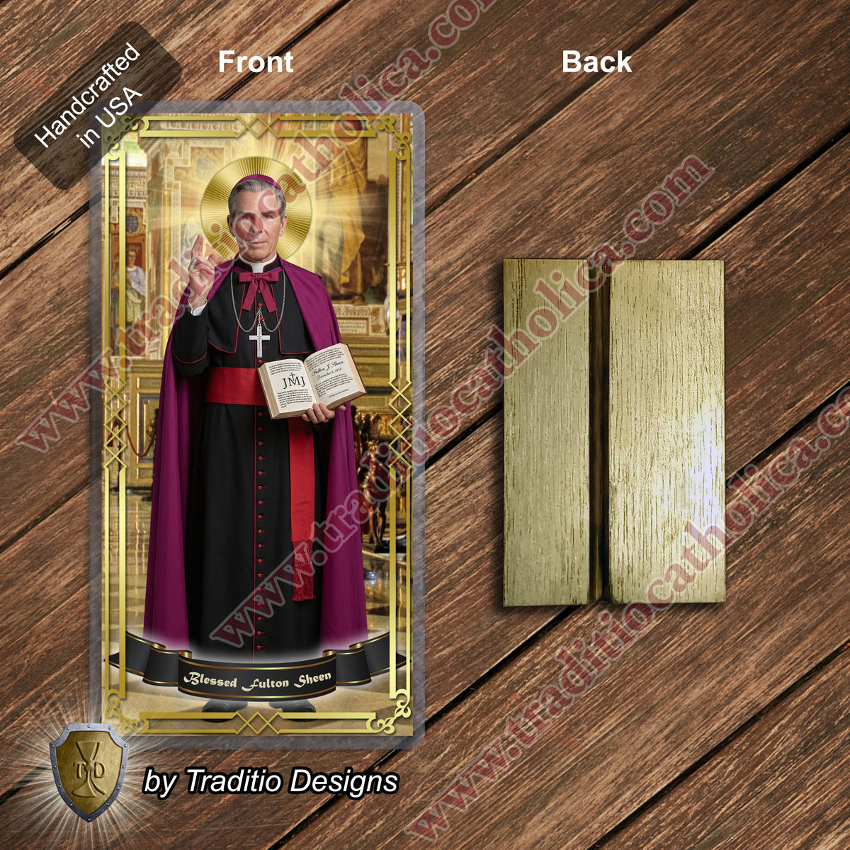Bl. Fulton J. Sheen Prayer Card | Infant Health, Heart Relief & Broadcasters | Laminated Classical Portrait Design