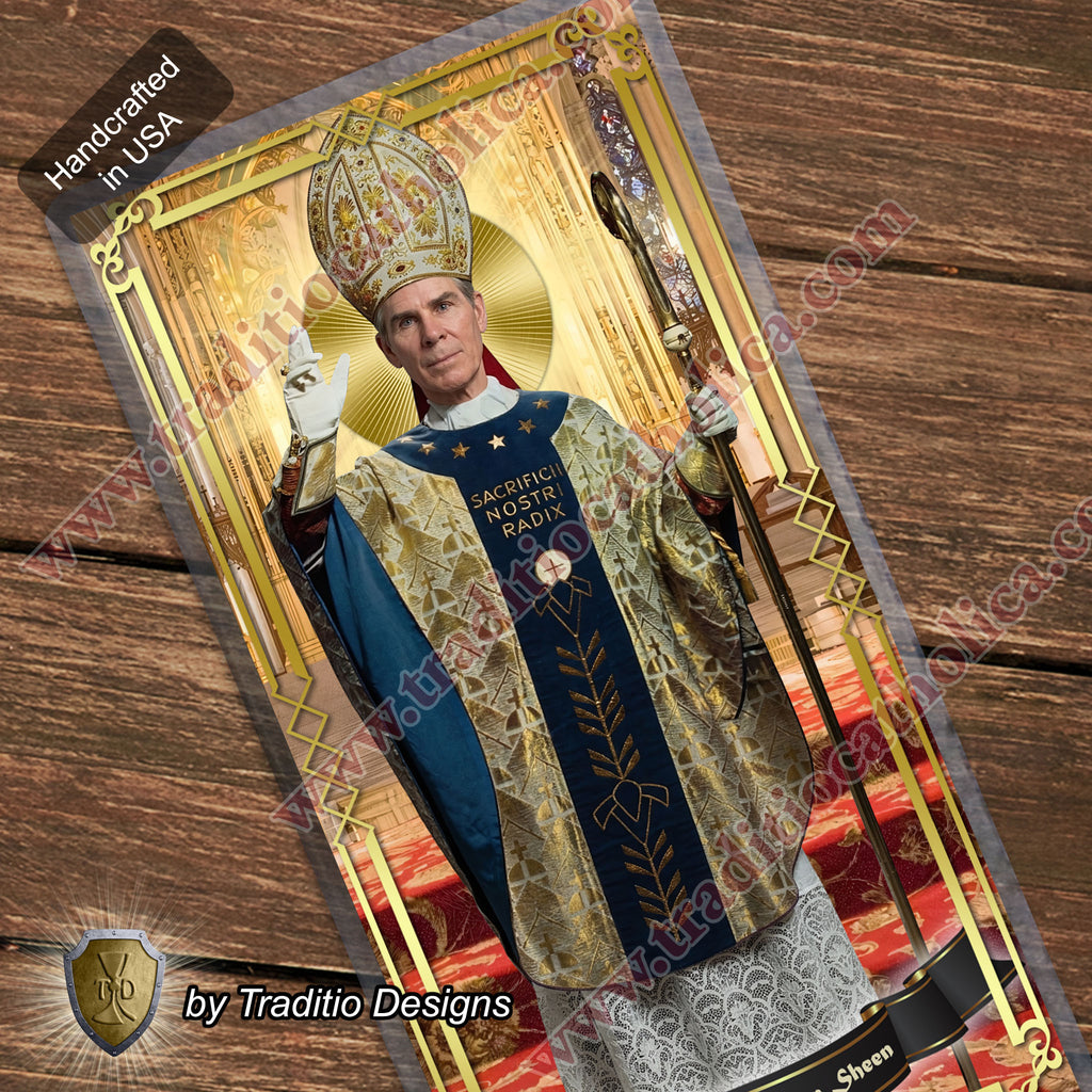 Bl. Fulton J. Sheen Prayer Card | Infant Health, Heart Relief & Broadcasters | Laminated Episcopal Portrait Design