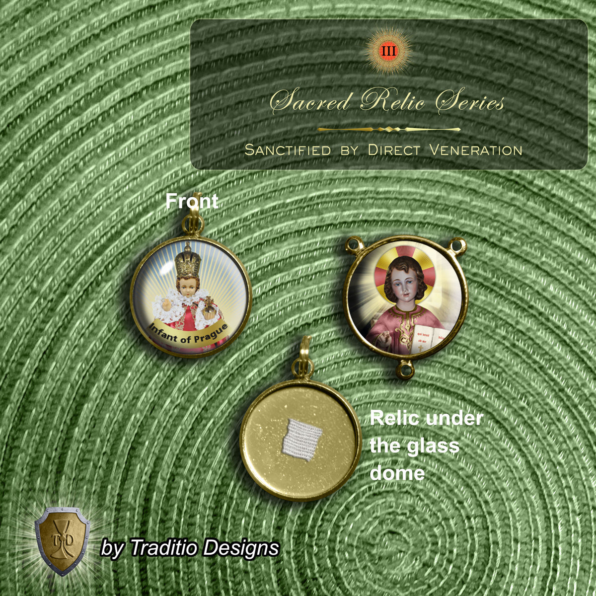 Infant of Prague Royal Limited Edition Relic Chaplet | 18K Gold Plated Eucharist Centerpiece | Carnelian & Cloudy Gray Quartz Stones | 3rd Class Relic of Christ | Includes Instruction Prayer Card
