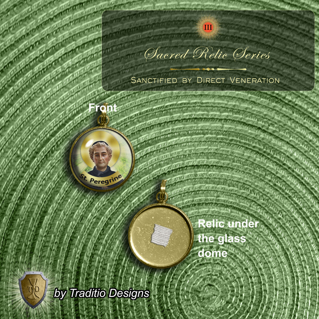 St. Peregrine Anti-Cancer Royal Limited Edition Relic Chaplet | 18K Gold Plated Crucifix | Healing of Cancer & Skin Diseases | Green Jade & Pink Jade Stones | 3rd Class Relic | Includes Instruction Prayer Card