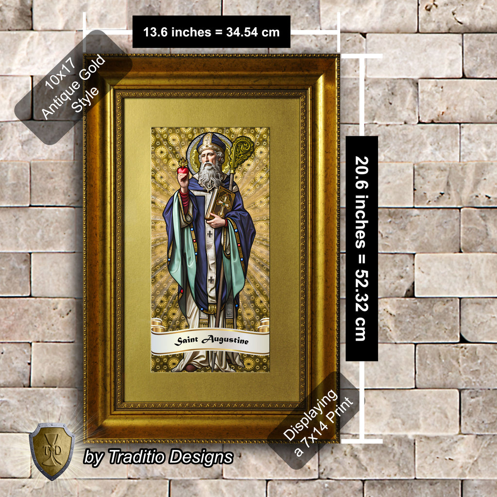 St. Augustine of Hippo Framed Print (Full Stained Glass) Patron of Sore Eyes and Throats - 15 Framing Options