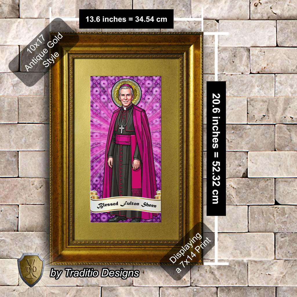 Bl. Fulton J. Sheen Framed Print (Full Stained Glass) | Infant Health, Heart Relief & Broadcasters | 15 Framing Options