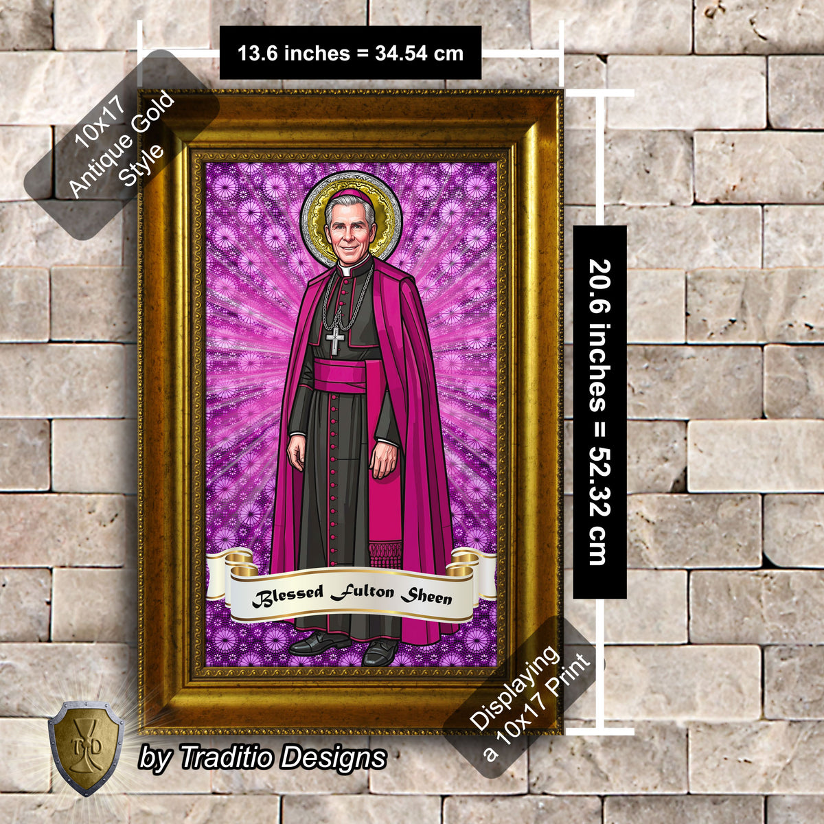 Bl. Fulton J. Sheen Framed Print (Full Stained Glass) | Infant Health, Heart Relief & Broadcasters | 15 Framing Options